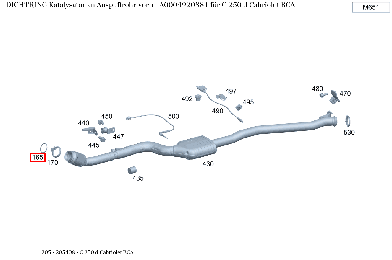 Dichtring Katalysator an Auspuffrohr vorn C 250 d Cabriolet BCA 205