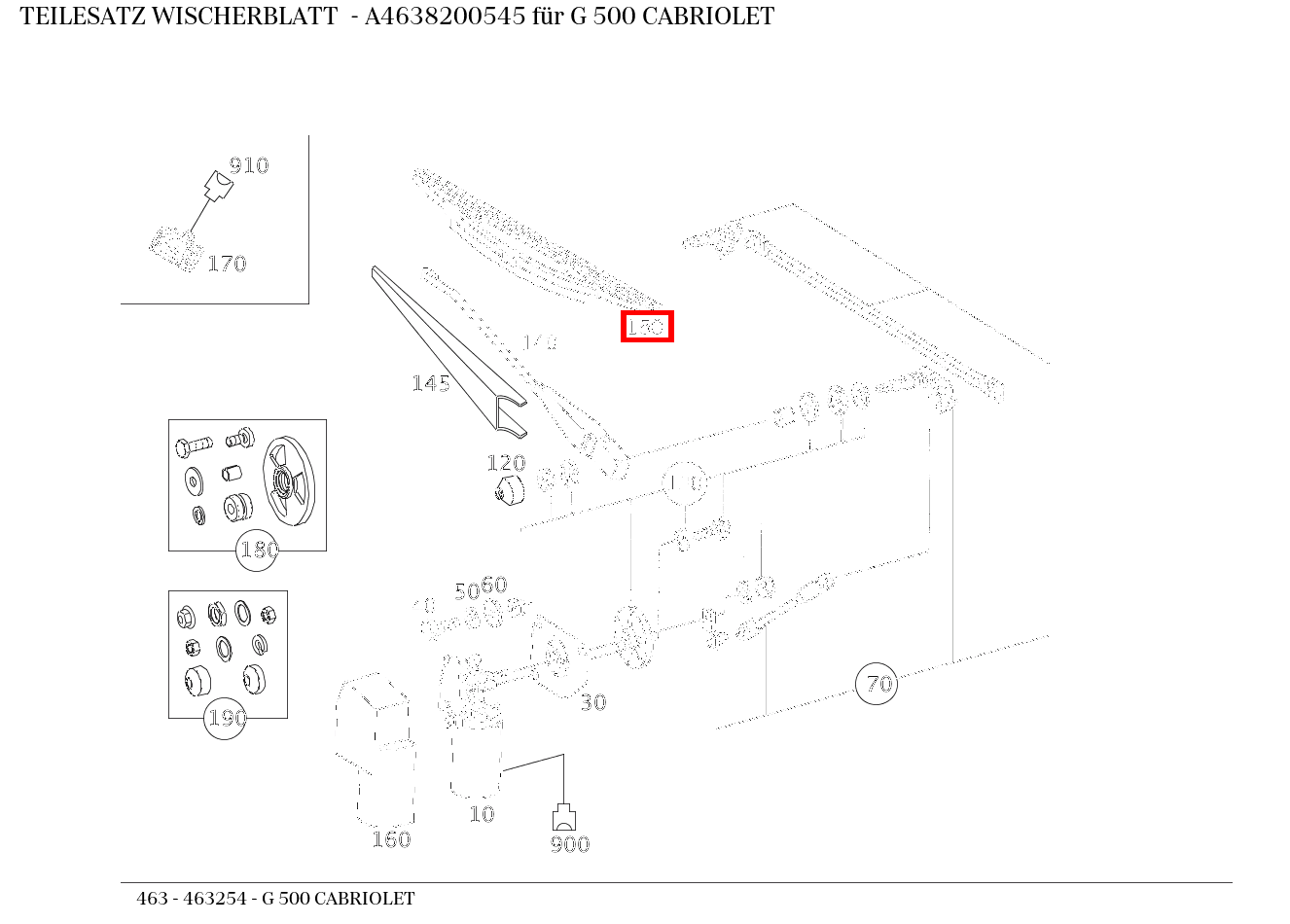 Teilesatz Wischerblatt G 500 CABRIOLET 463 Teilesatz Wischerblatt G 500 CABRIOLET 463