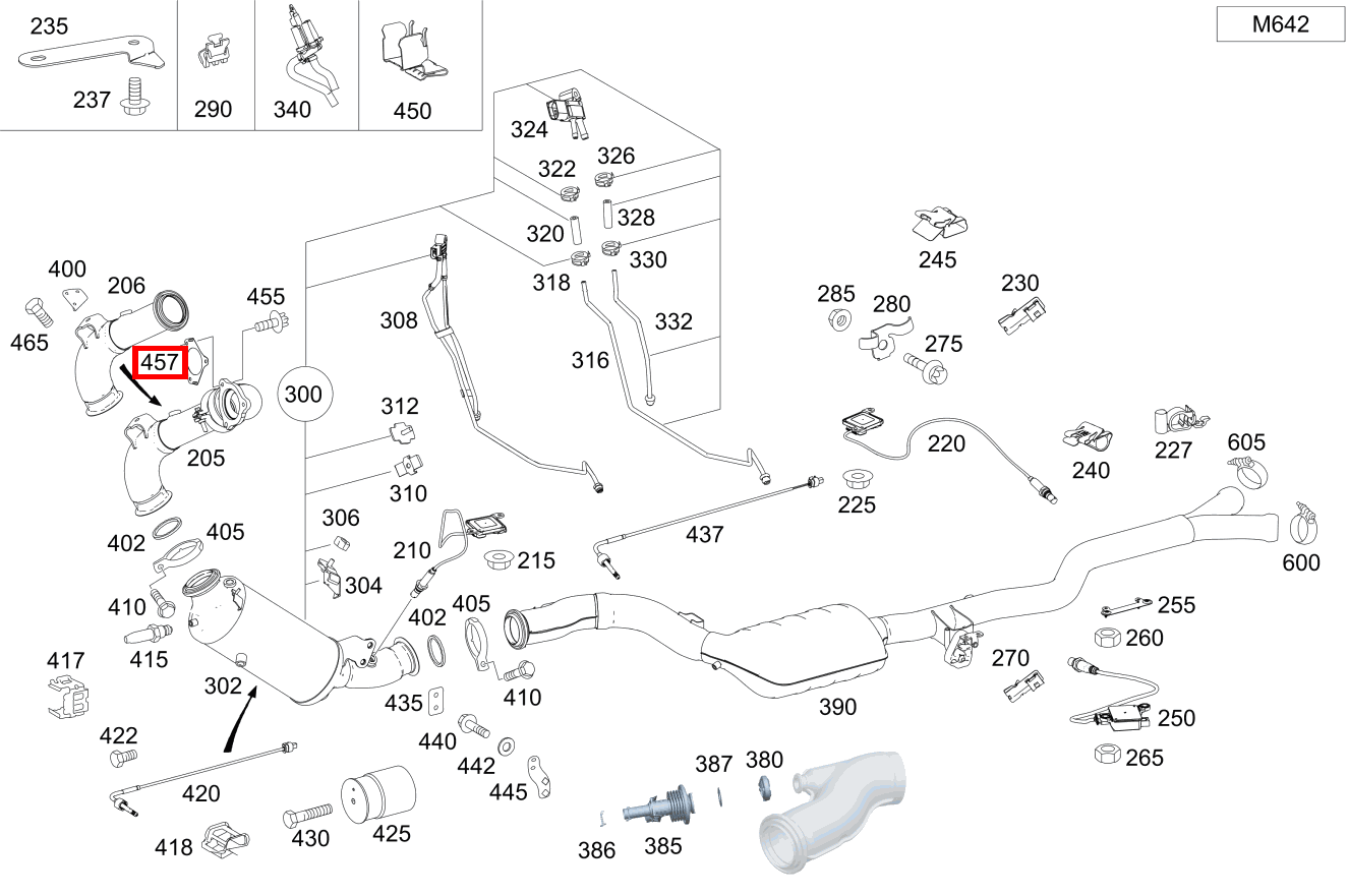 Flanschdichtung ZWISCHEN KATALYSATOR UND TURBOLADER R 300 CDI SUV-Tourer (langer Radstand) 251