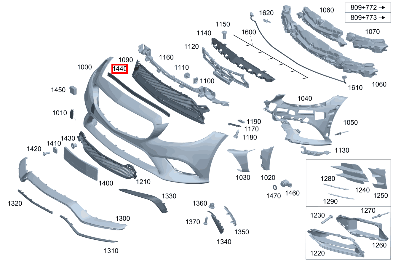 DICHTUNG VORBAU Stoßfängerverkleidung oben C 180 Cabriolet 253