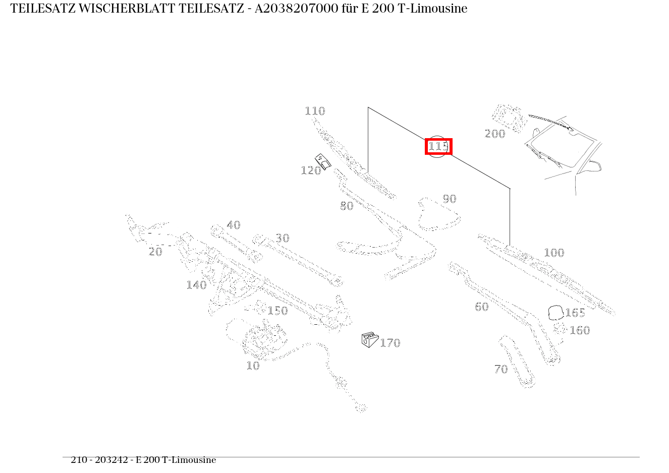 Teilesatz Wischerblatt TEILESATZ E 200 T-Limousine 210