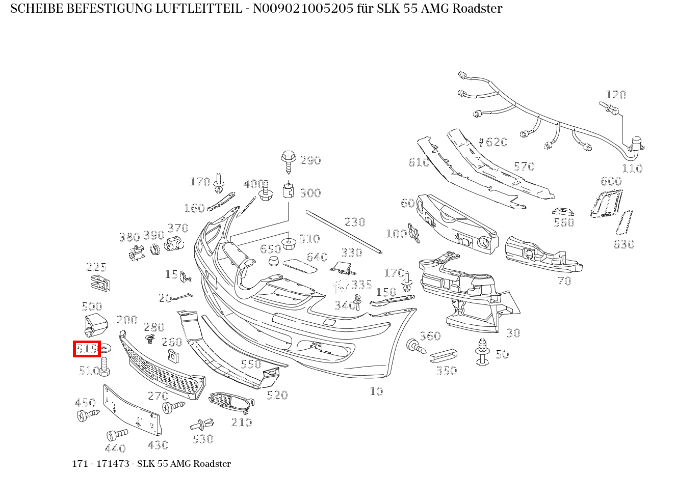 Scheibe BEFESTIGUNG LUFTLEITTEIL SLK 55 AMG Roadster 171
