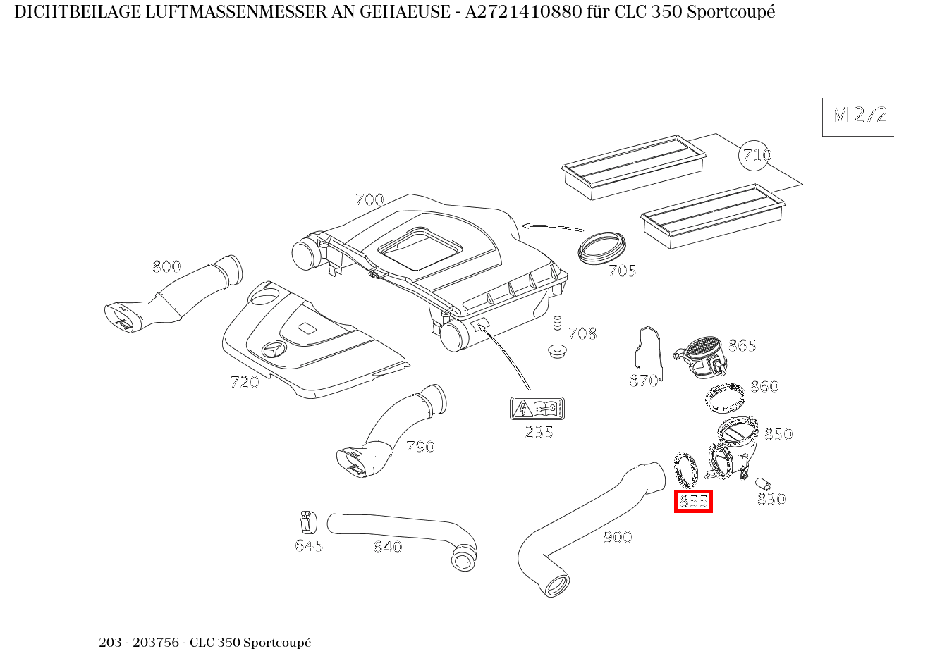 Dichtbeilage LUFTMASSENMESSER AN GEHAEUSE CLC 350 Sportcoupé 203