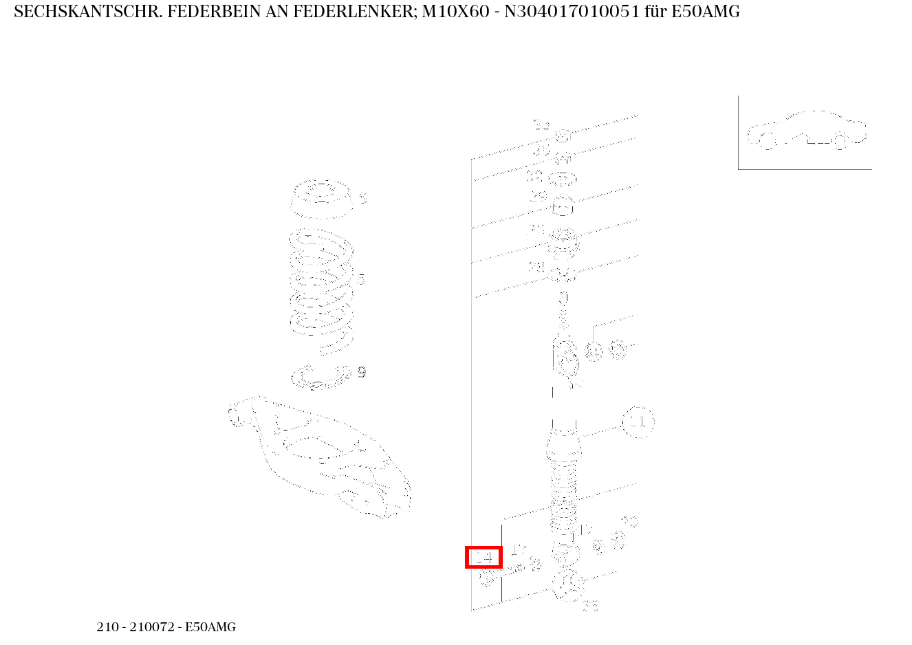 Sechskantschraube FEDERBEIN AN FEDERLENKER; M10X60 E50AMG 210