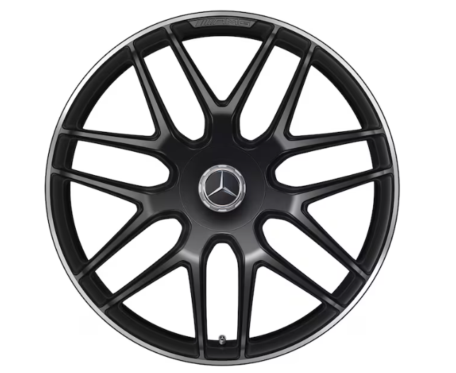 AMG Schmiederad 22 Zoll, 11,5 J x 22 ET 53, schwarz matt, Felgenhorn glanzgedreht