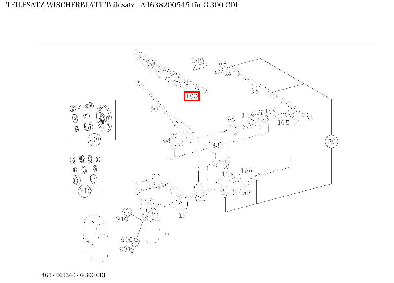 Teilesatz Wischerblatt Teilesatz G 300 CDI 461 Teilesatz Wischerblatt Teilesatz G 300 CDI 461