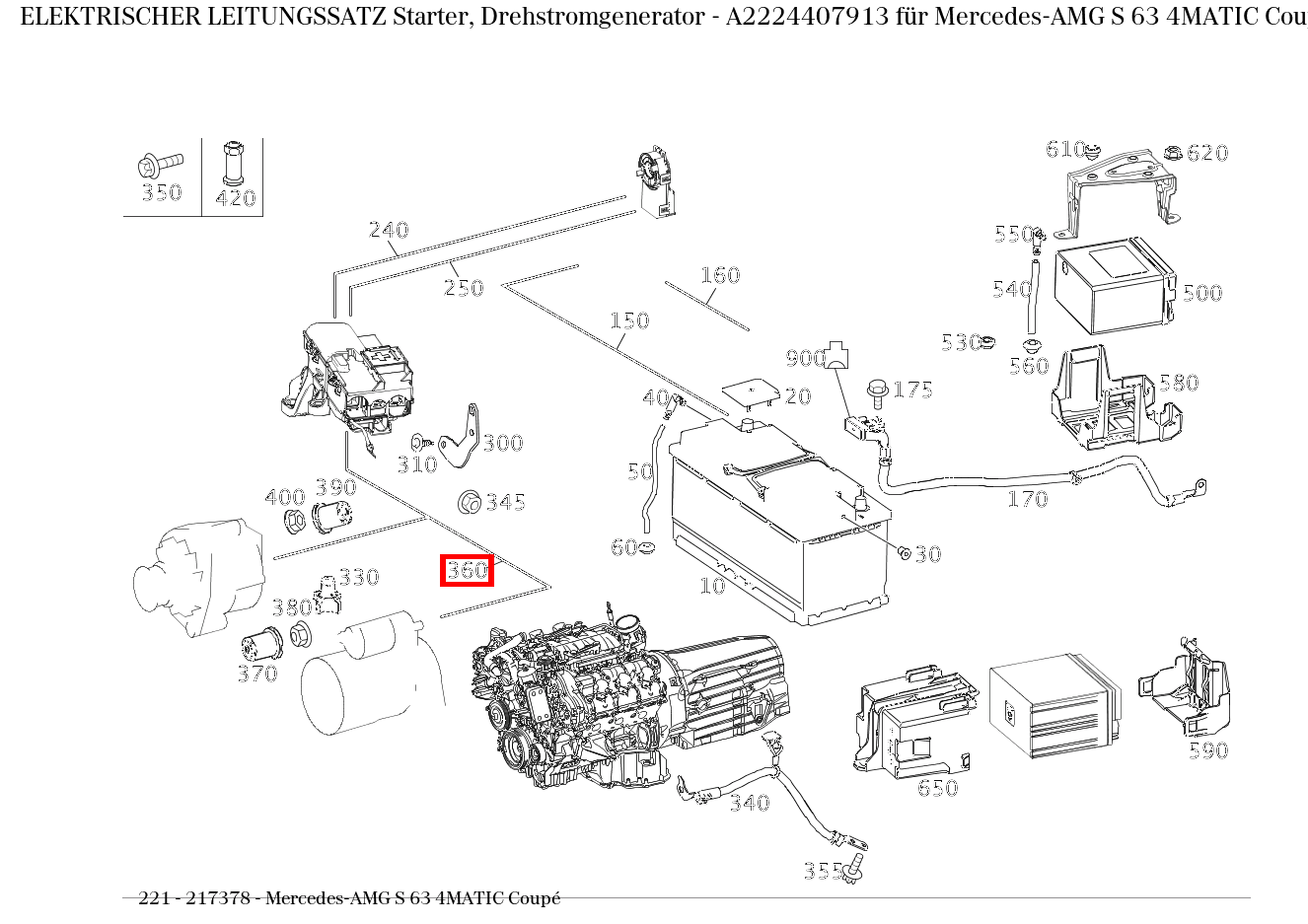 Elektrischer Leitungssatz Starter, Drehstromgenerator Mercedes-AMG S 63 4MATIC Coupé 221 Elektrischer Leitungssatz Starter, Drehstromgenerator Mercedes-AMG S 63 4MATIC Coupé 221