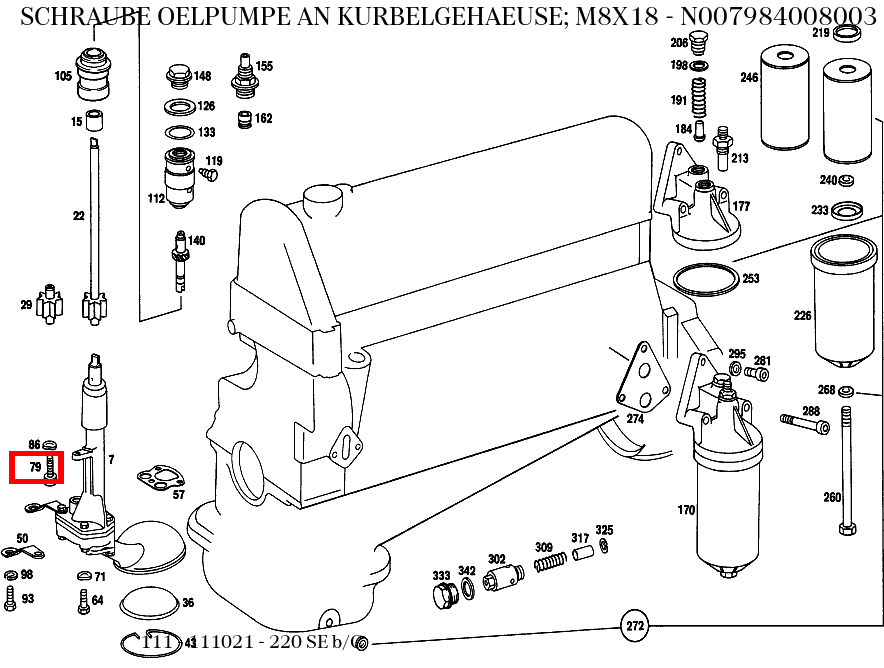 Schraube OELPUMPE AN KURBELGEHAEUSE; M8X18 220 SE b/C 111