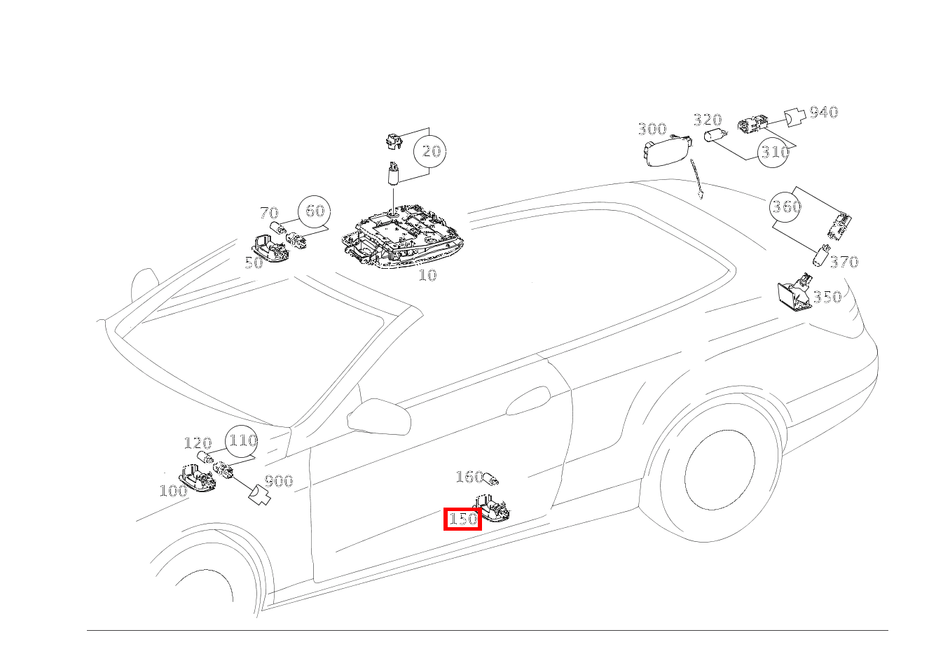 Leuchte AUSSTIEGSLEUCHTE RECHTS E 500/550 CABR. 207