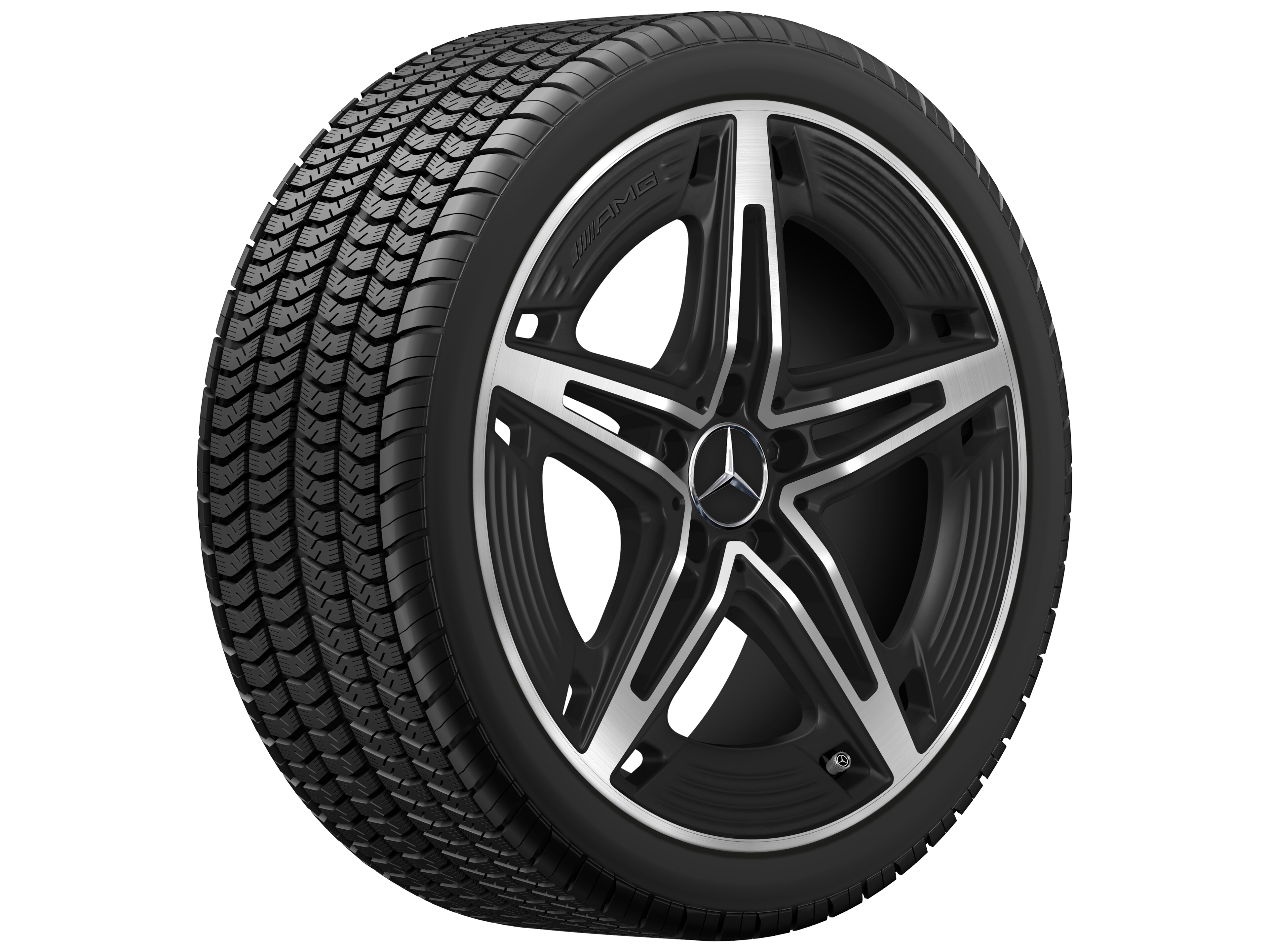 AMG 5-Speichen-Rad, 19 Zoll, 8,5 J x 19 ET 55,2, schwarz matt, glanzgedreht