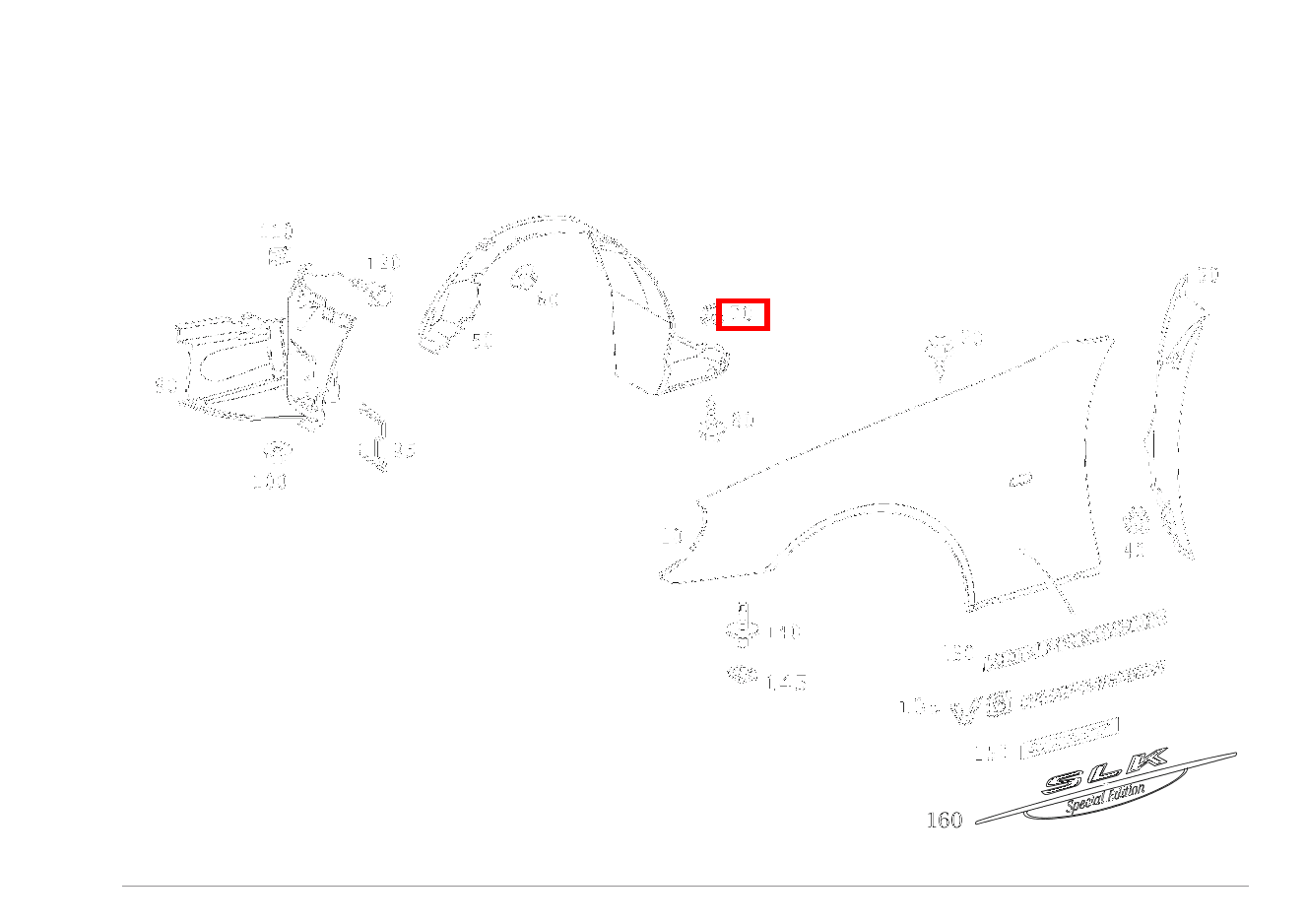 Dübel ABDECKUNG AN LAENGSTRAEGER, RECHTS SLK 320 AMG KOMP 170