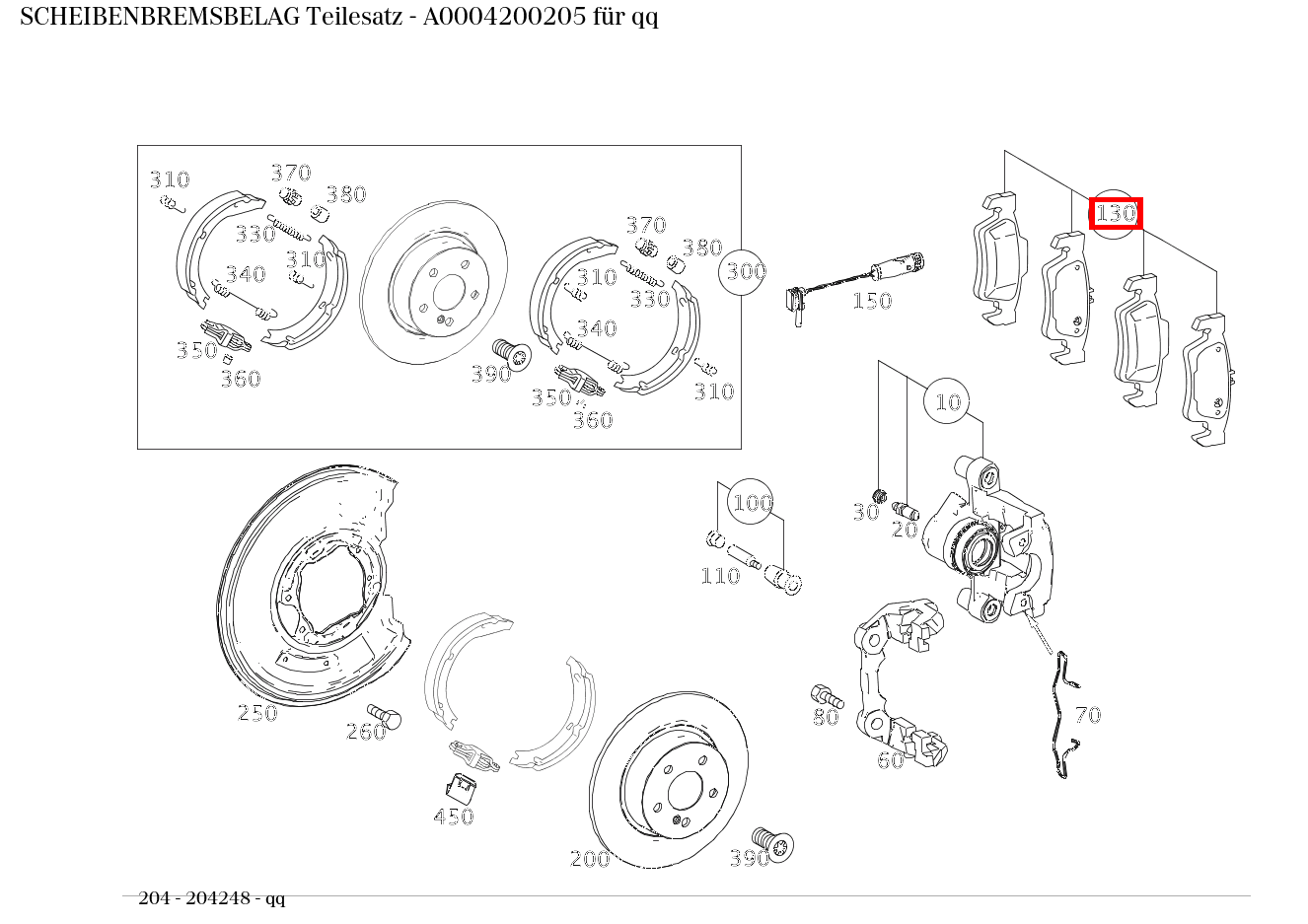 Scheibenbremsbelag Teilesatz qq 204