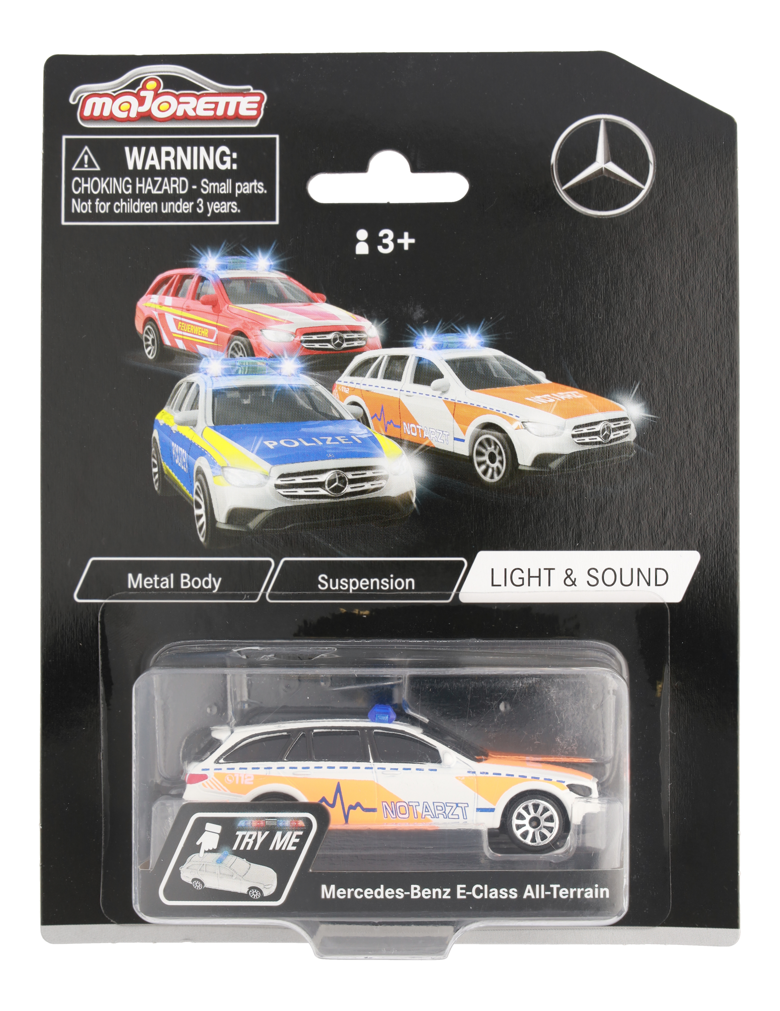 Mercedes-Benz - E-Klasse, T-Modell All-Terrain, S213, Notarzt weiß, Majorette, 7,62 cm (3 Zoll)