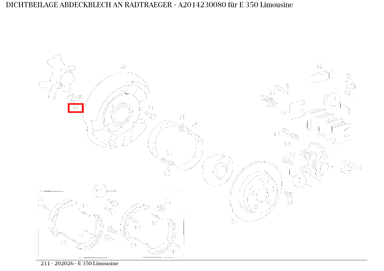 Dichtbeilage ABDECKBLECH AN RADTRAEGER E 350 Limousine 211