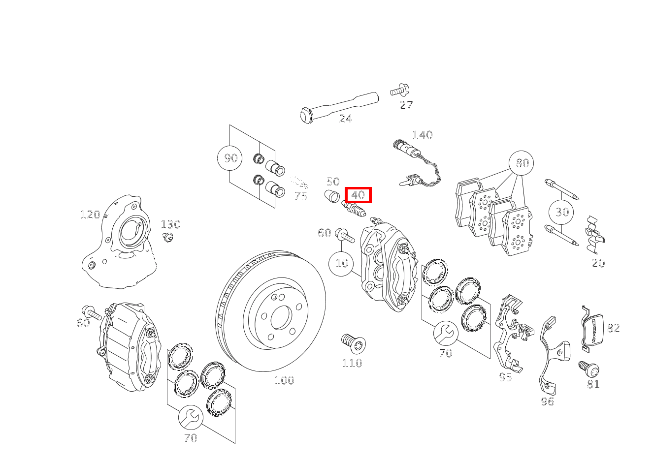 TEILESATZ ENTLUEFT.VENTIL BREMSSATTEL, VORDERACHSE S500 4M L LL 221