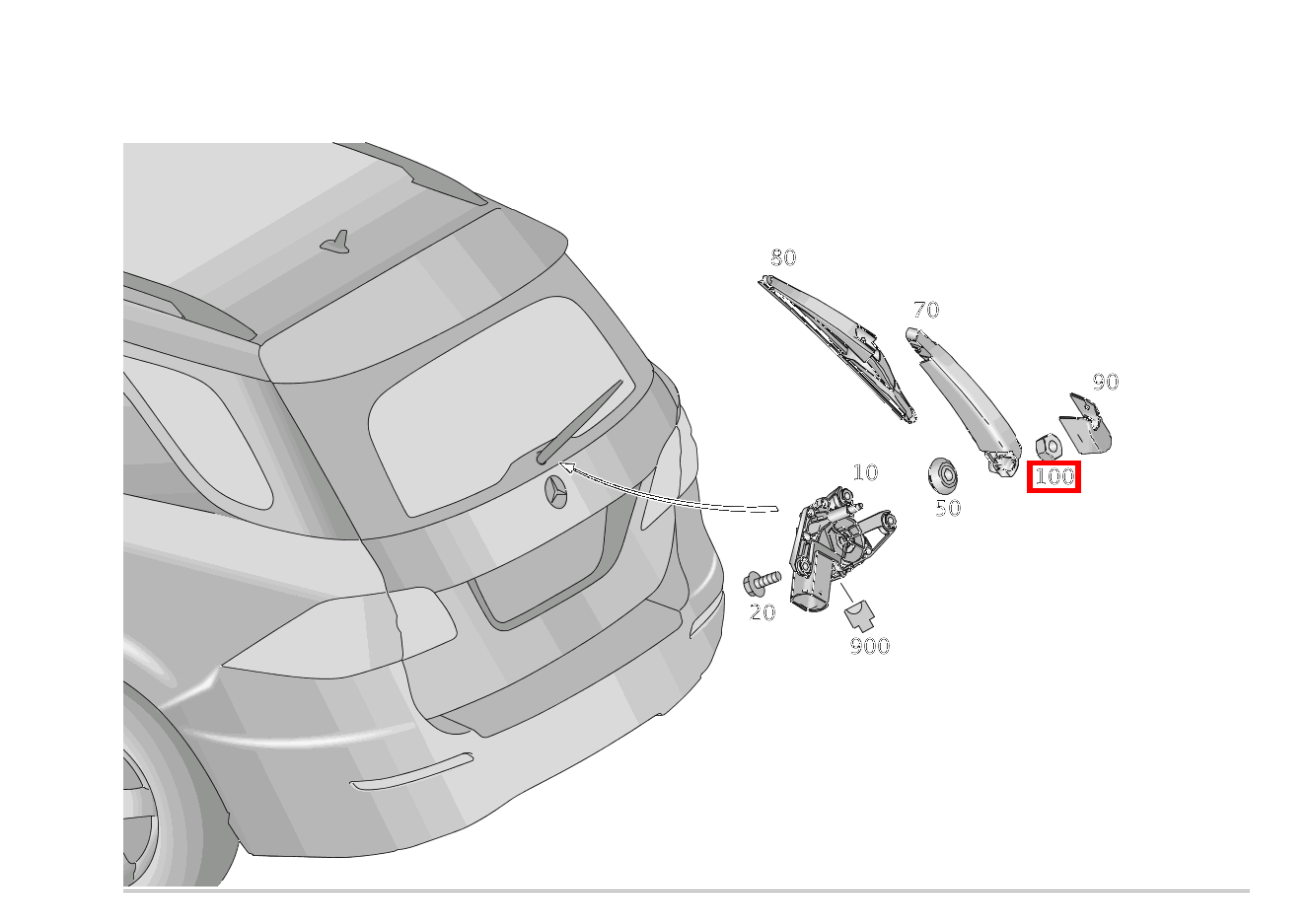Sechskantmutter WISCHERARM AN WISCHERMOTOR; M8 GLE 350 4MATIC 166