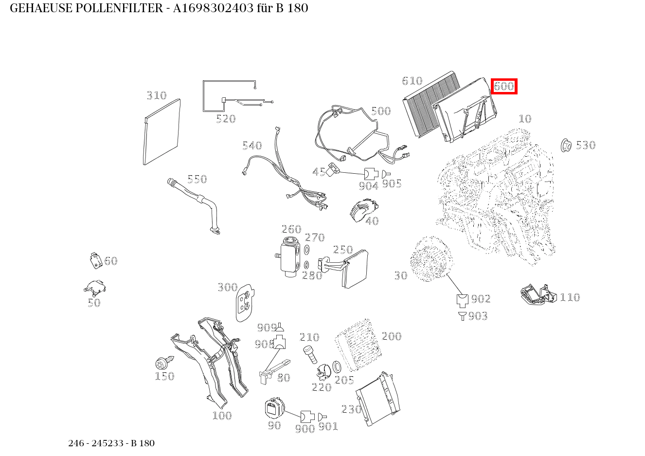 Gehäuse POLLENFILTER B 180 246