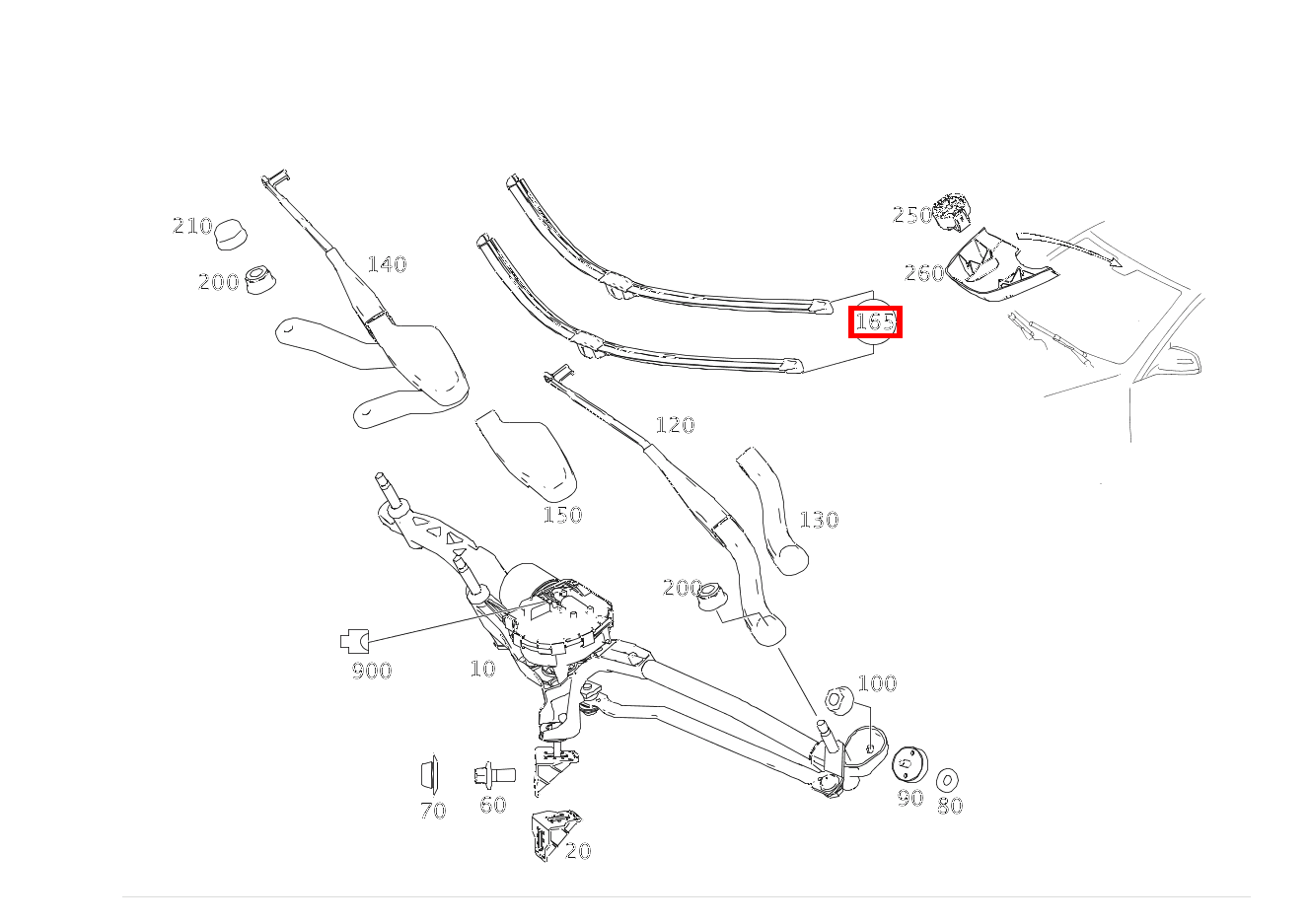 Teilesatz Wischerblatt TOPLOCK C250TCDI 4M BE 204 Teilesatz Wischerblatt TOPLOCK C250TCDI 4M BE 204