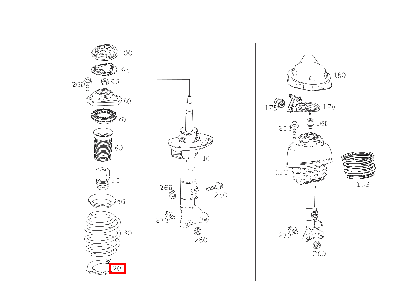 Schraubenfederbeilage UNTEN LINKS UND RECHTS Mercedes-AMG E 63 4MATIC T-Modell 212