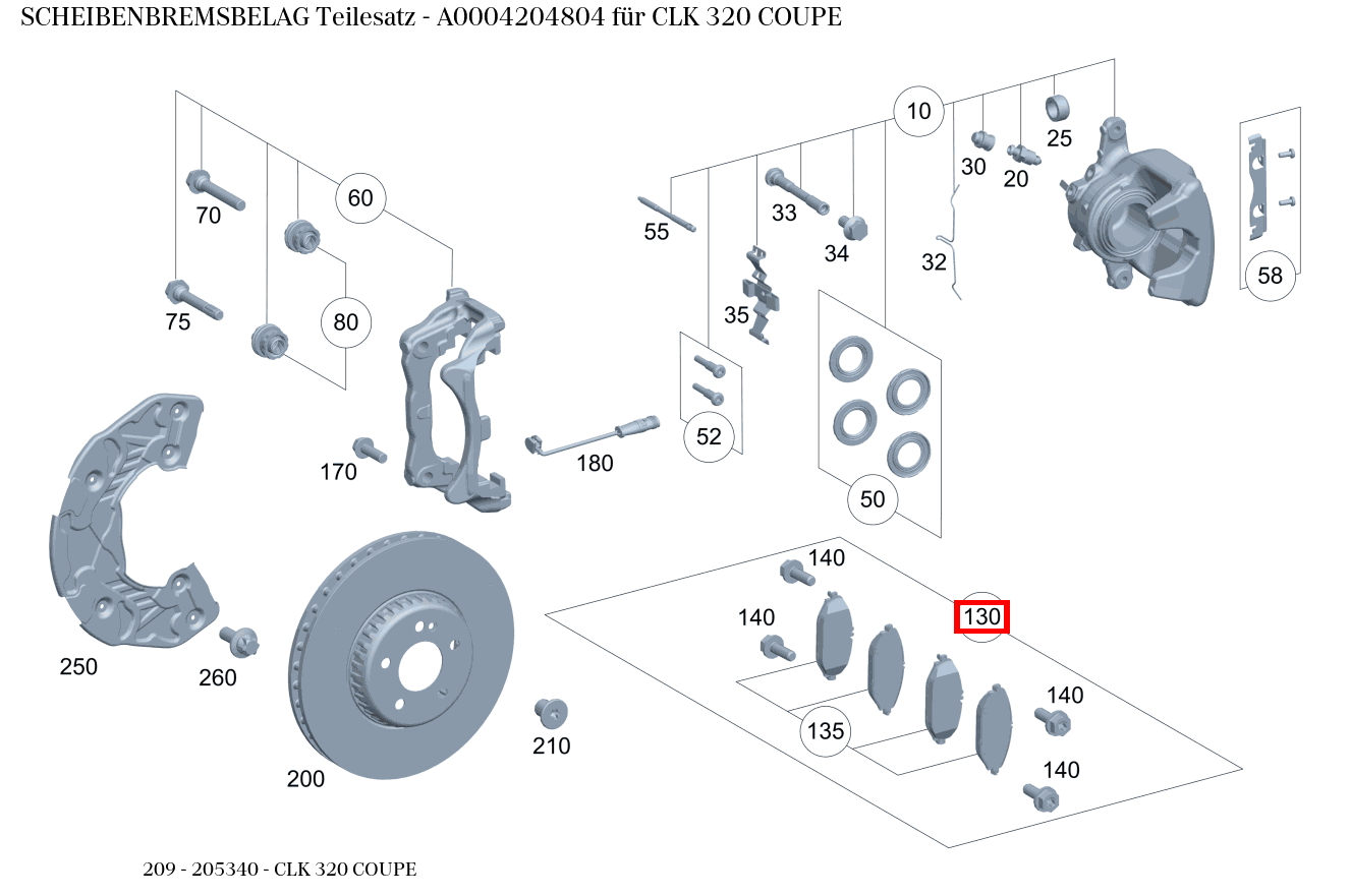 Scheibenbremsbelag Teilesatz CLK 320 COUPE 209 Scheibenbremsbelag Teilesatz CLK 320 COUPE 209