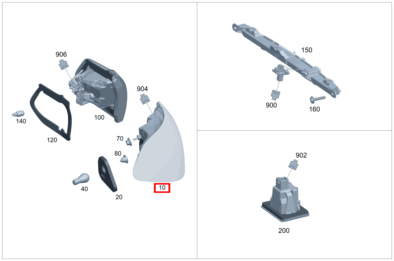 Heckleuchtenkombination An Seitenwand, links C 300 T-Modell BCA 205 Heckleuchtenkombination An Seitenwand, links C 300 T-Modell BCA 205