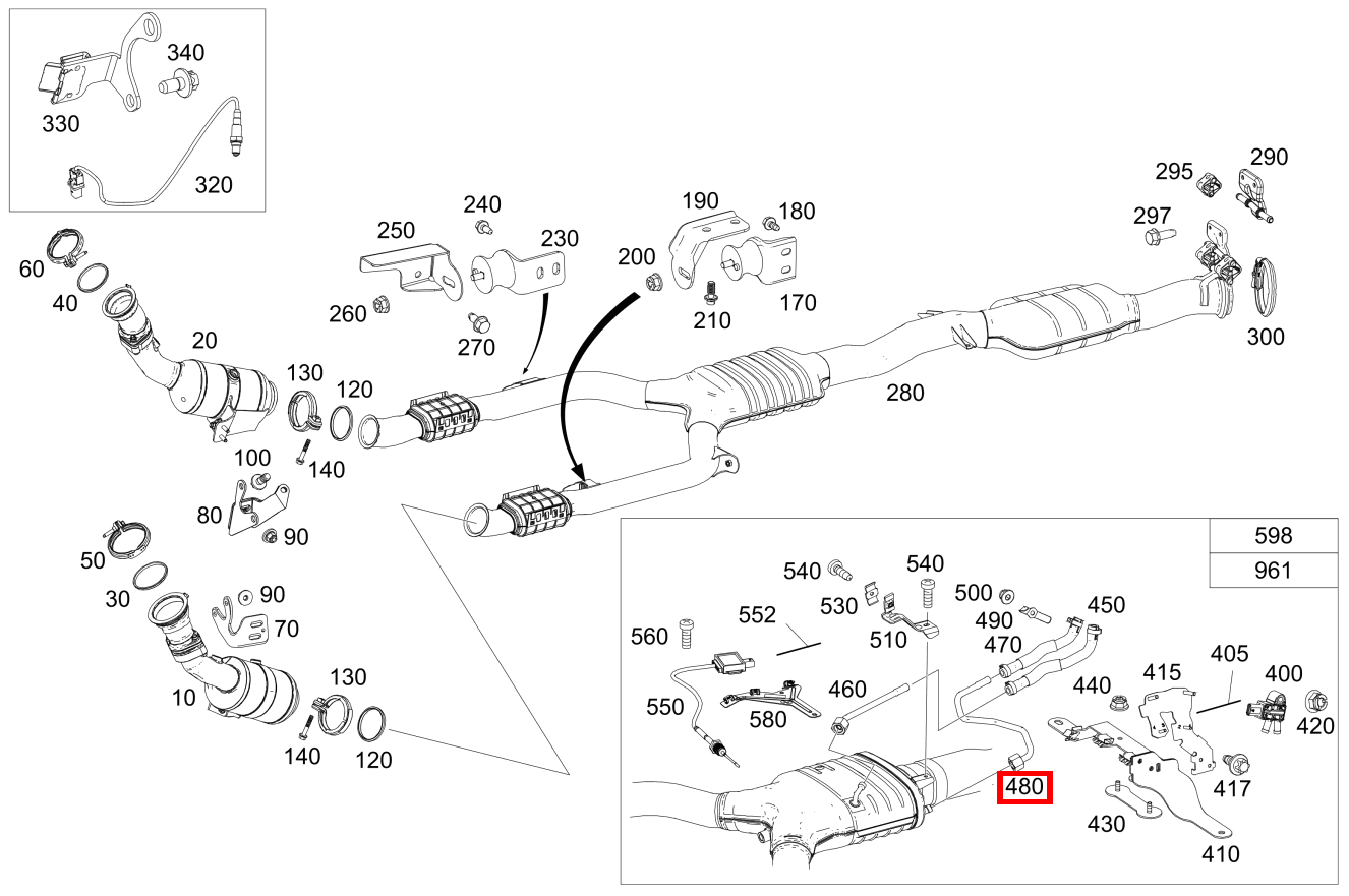 Druckleitung Ottopartikelfilter hinten Mercedes-AMG GLC 43 4MATIC Coupé 253