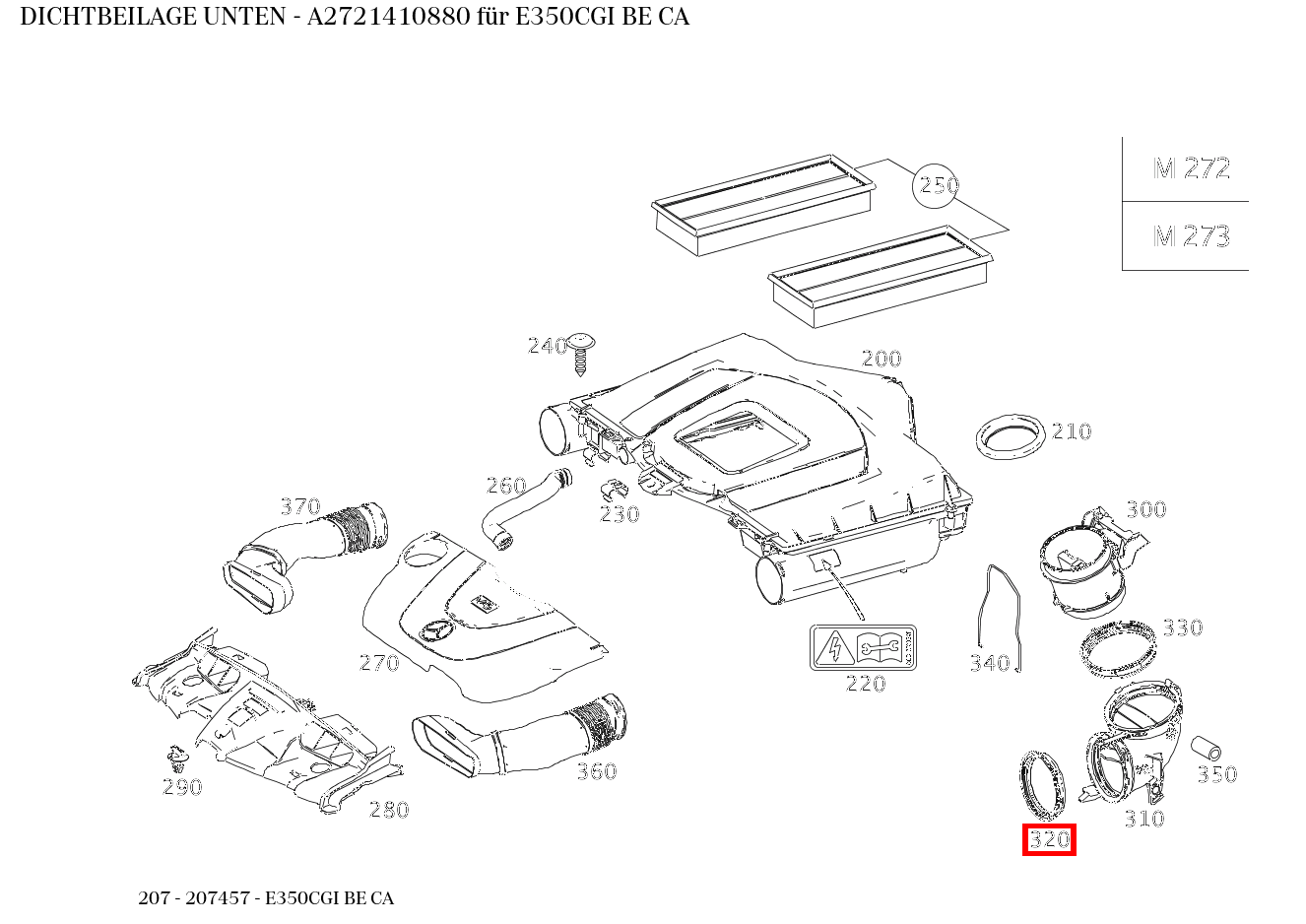 Dichtbeilage UNTEN E350CGI BE CA 207