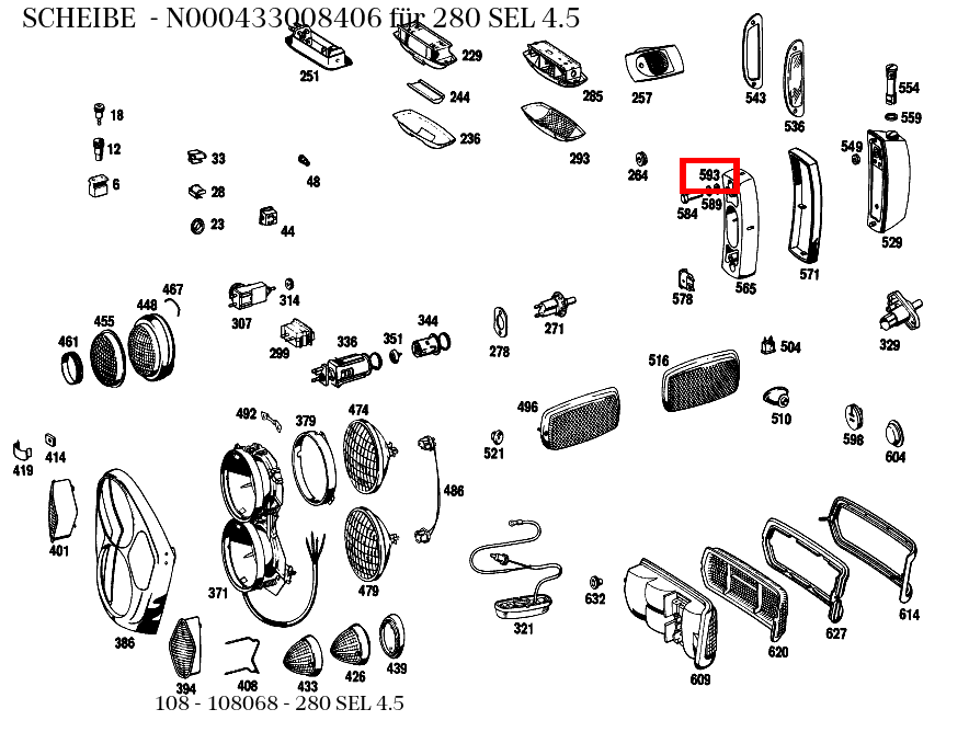 Scheibe 280 SEL 4.5 108