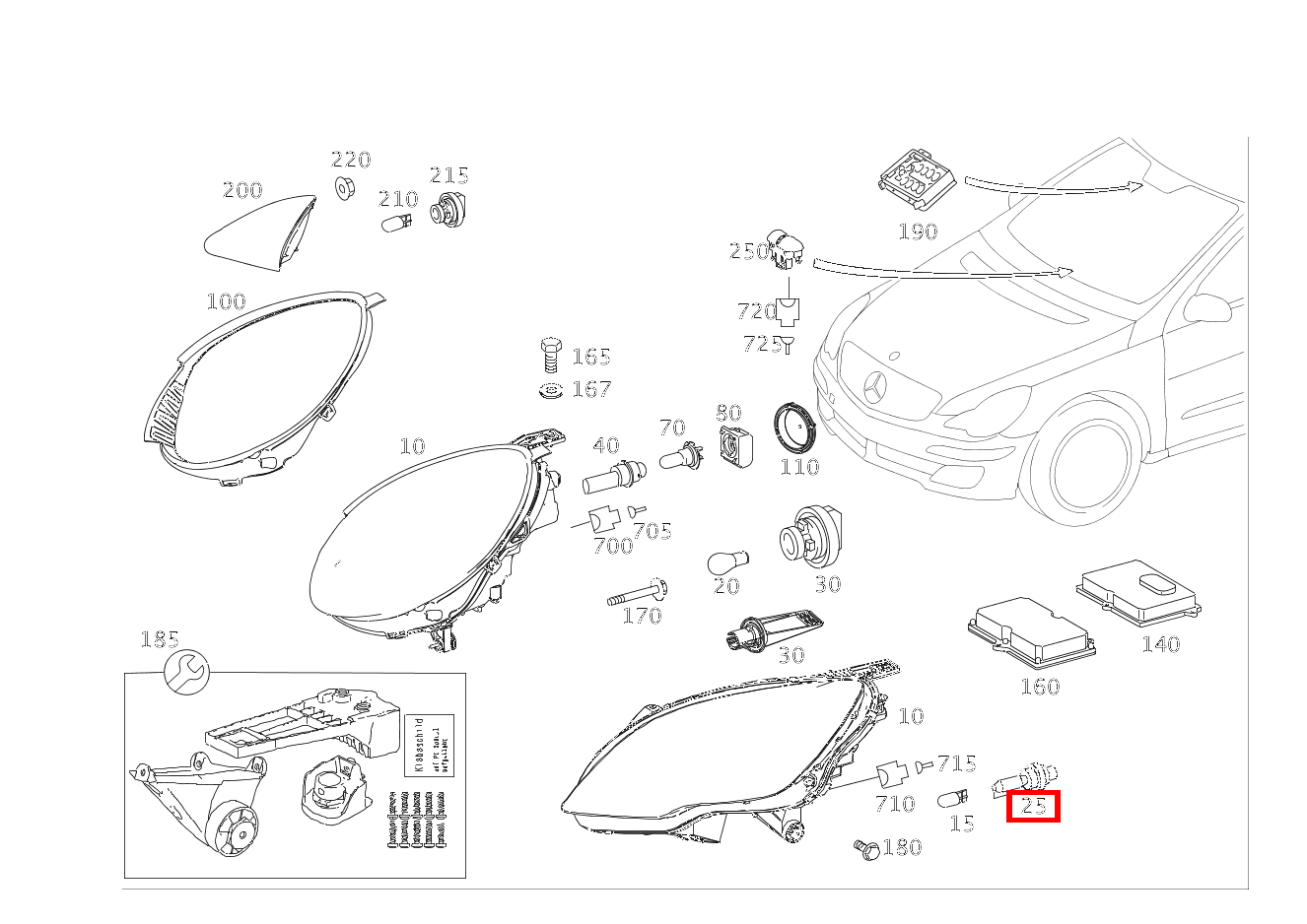 GASENTLAD.LAMPE ABBLENDLICHT; D1S-35W-BIXENON R 500/550 L 4MATIC 251