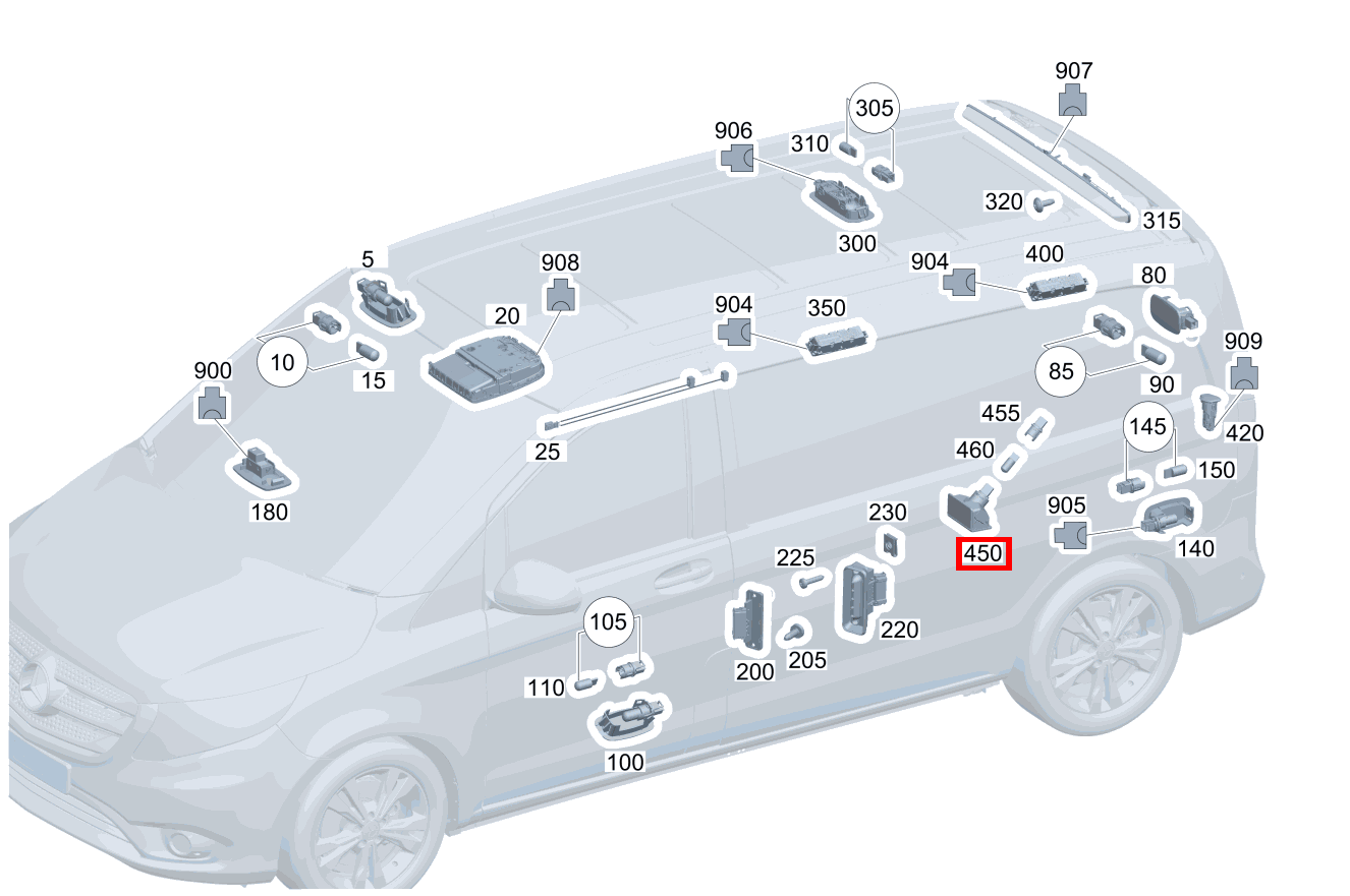 Innenleuchte Umfeldleuchte Heckdeckel V 220 d EDITION Kompakt 460