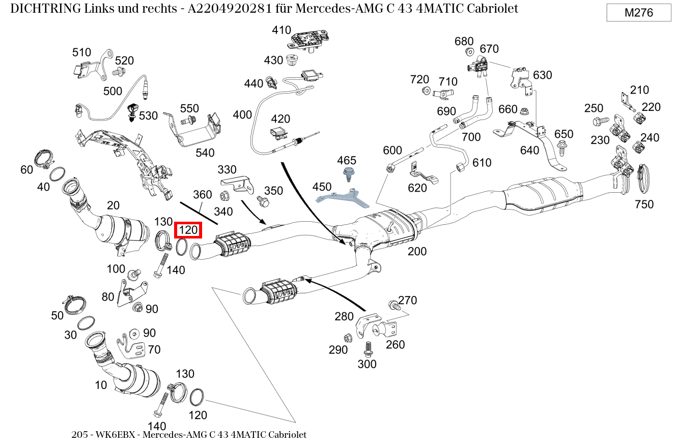 Dichtring Links und rechts Mercedes-AMG C 43 4MATIC Cabriolet 205