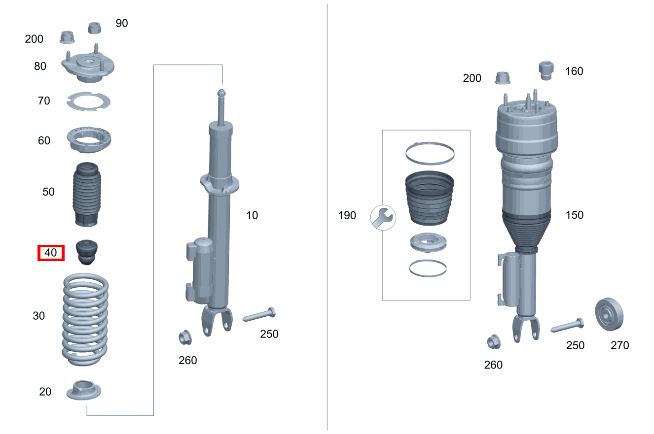 Anschlagpuffer Stossd. Links und rechts E 200 T-Modell 213