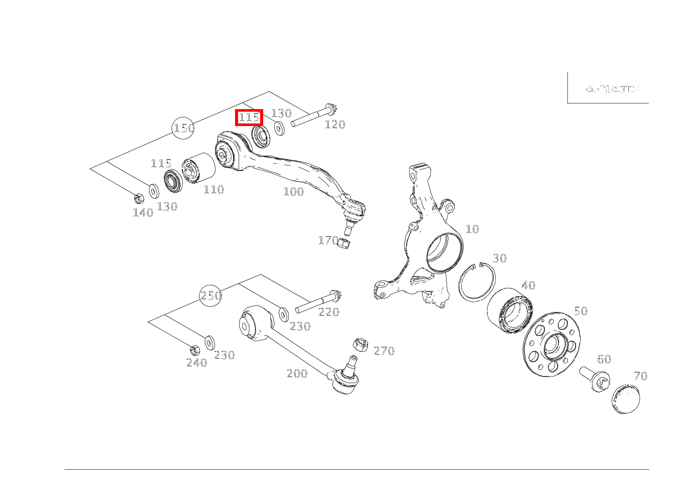 Elastomermanschette Links und rechts an Lager Zugstrebe C 180 205