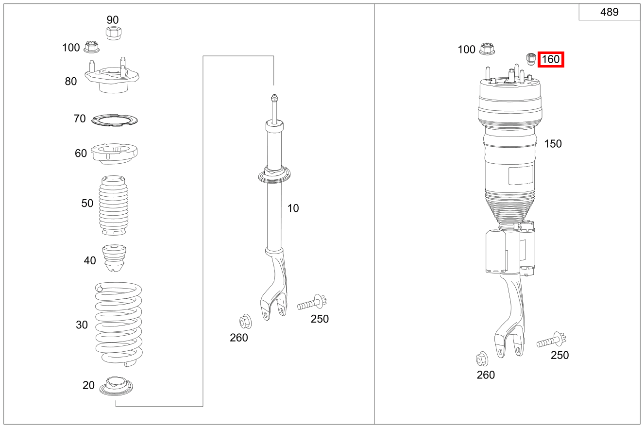 Anschlussstutzen Druckleitung an Federbein Mercedes-AMG GLC 63 S 4MATIC+ Coupé 253