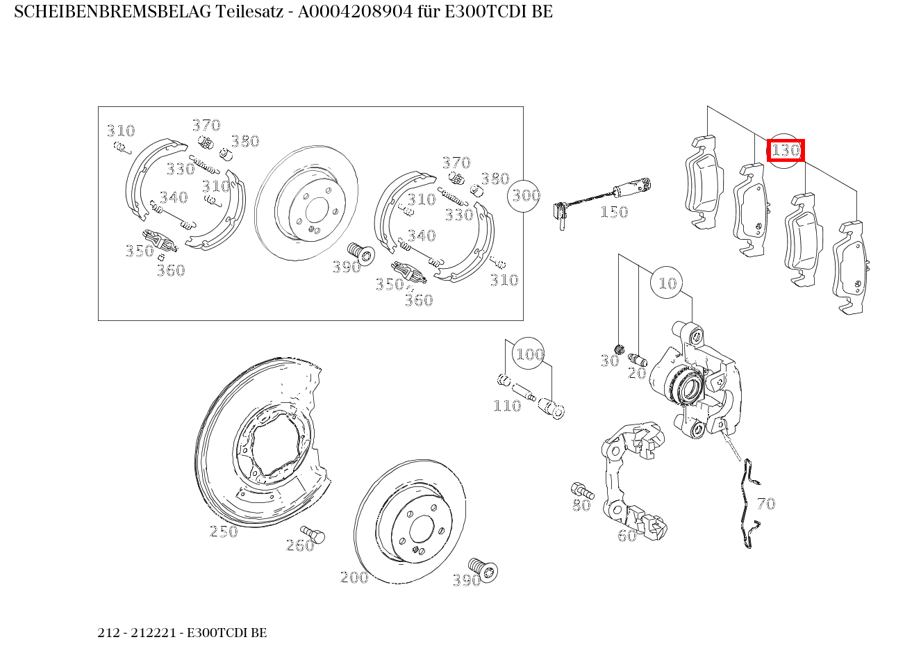 Scheibenbremsbelag Teilesatz E300TCDI BE 212 Scheibenbremsbelag Teilesatz E300TCDI BE 212