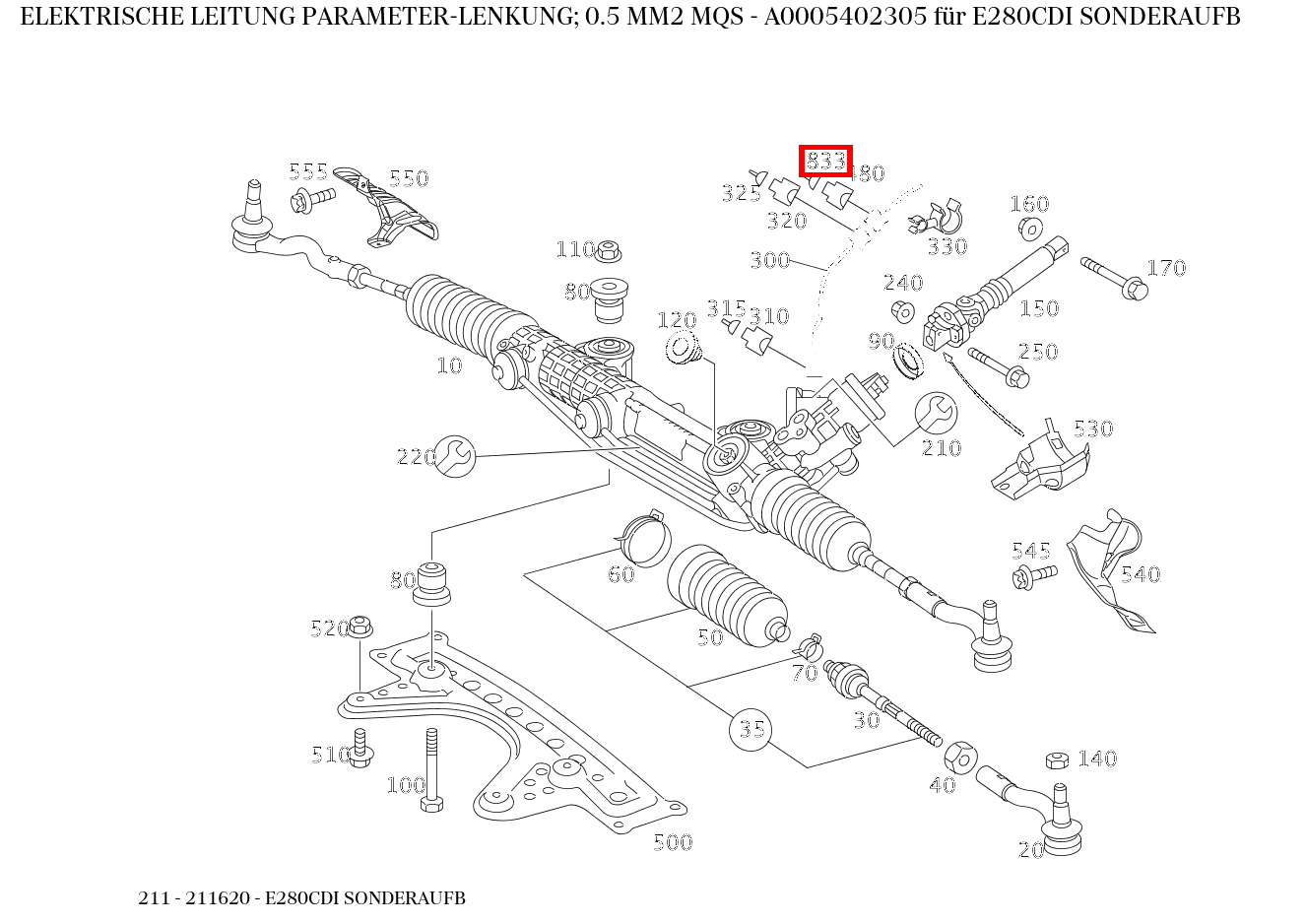 Elektrische Leitung PARAMETER-LENKUNG; 0.5 MM2 MQS E280CDI SONDERAUFB 211 Elektrische Leitung PARAMETER-LENKUNG; 0.5 MM2 MQS E280CDI SONDERAUFB 211