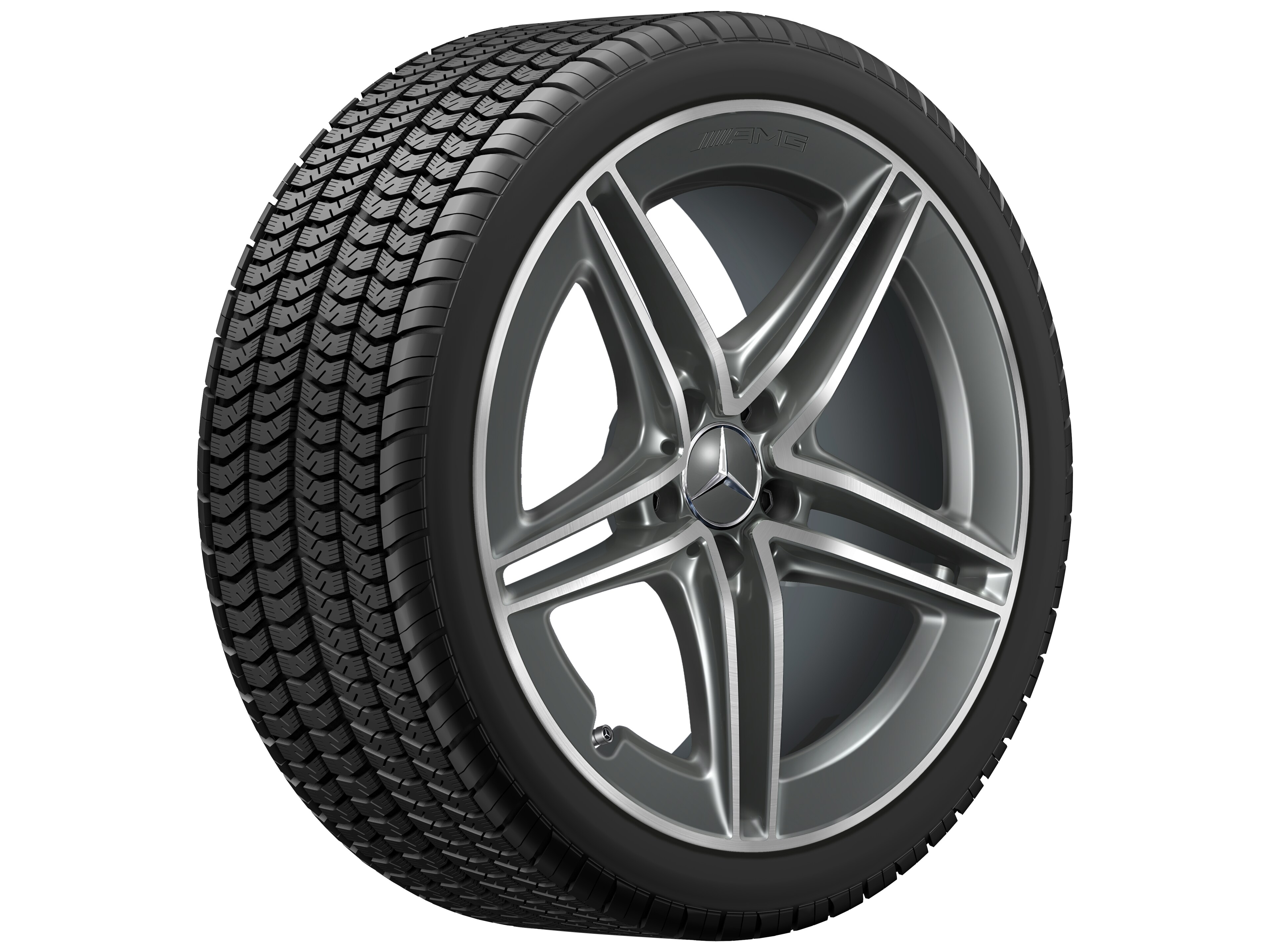 Mercedes-Benz - AMG 5-Doppelspeichen-Rad, 48,3 cm (19 Zoll), glanzgedreht 8,5 J x 19 ET 46, tantalgrau