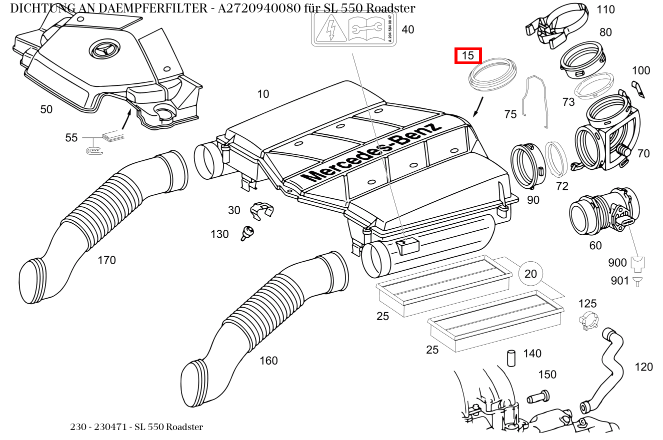 ABDICHTUNG AN DAEMPFERFILTER SL 550 Roadster 230
