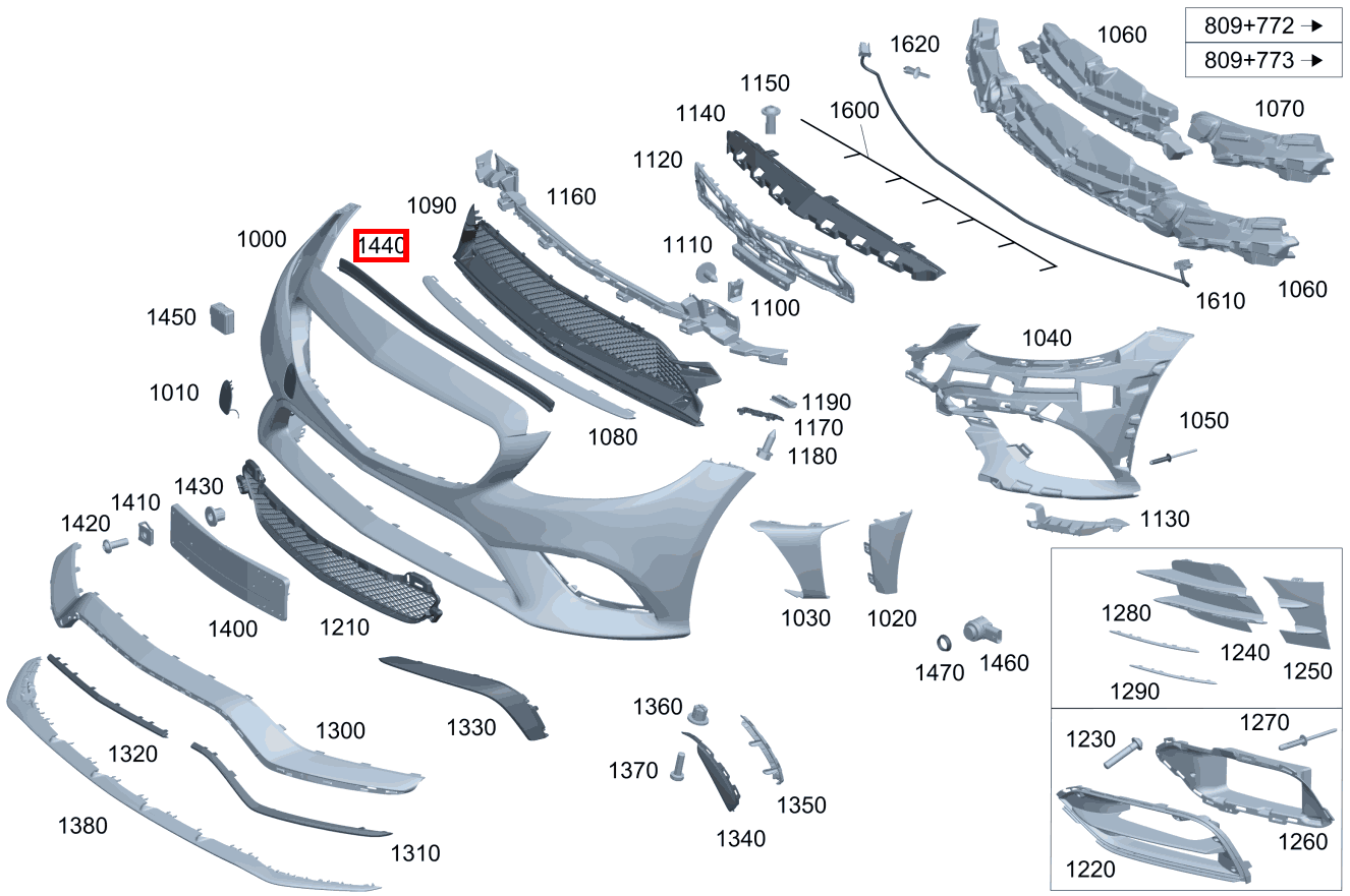 DICHTUNG VORBAU Stoßfängerverkleidung oben C 220 d T-Modell 247