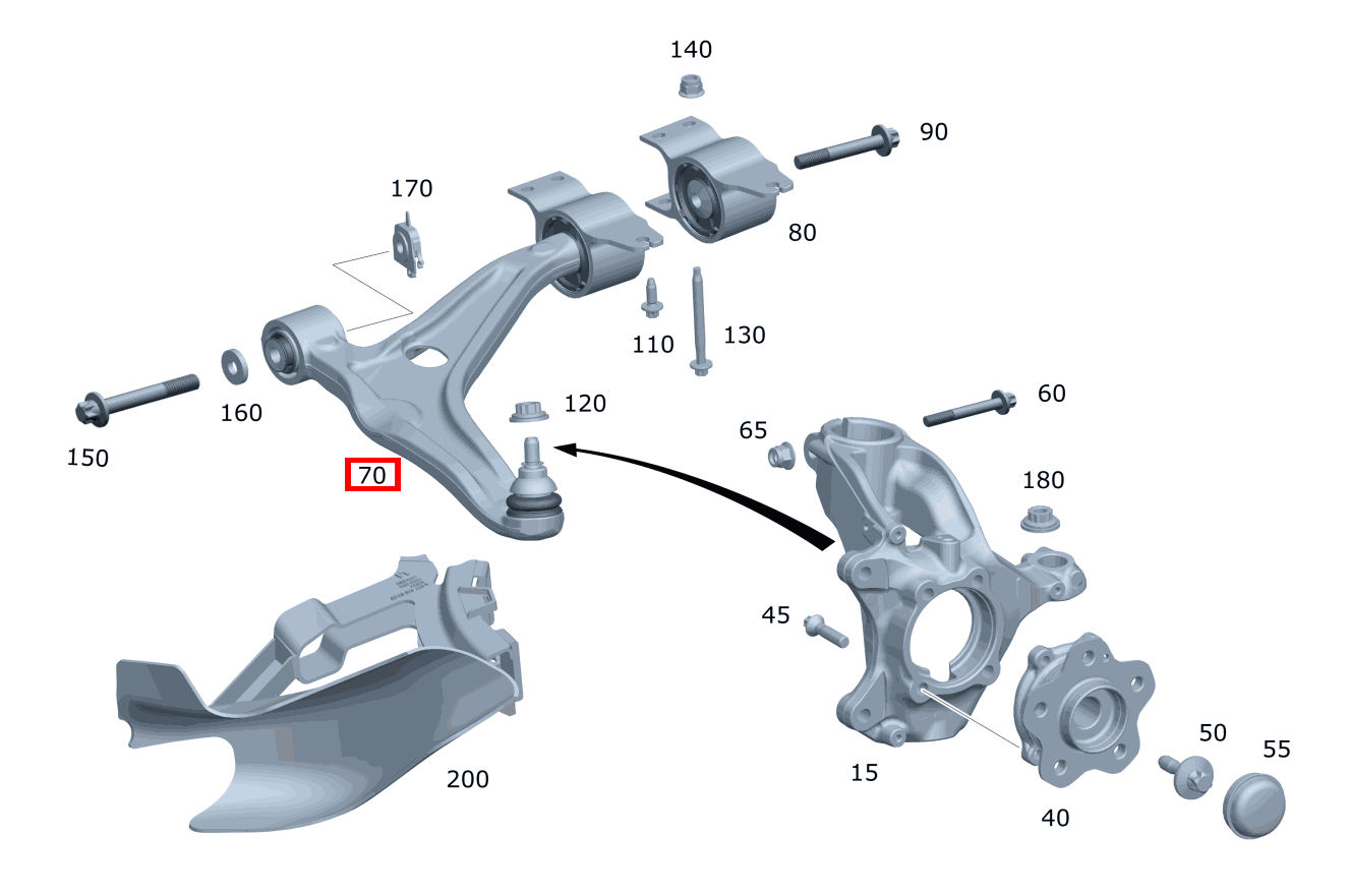 Querlenker Vorn links A 180 Kompaktlimousine 205 Querlenker Vorn links A 180 Kompaktlimousine 205