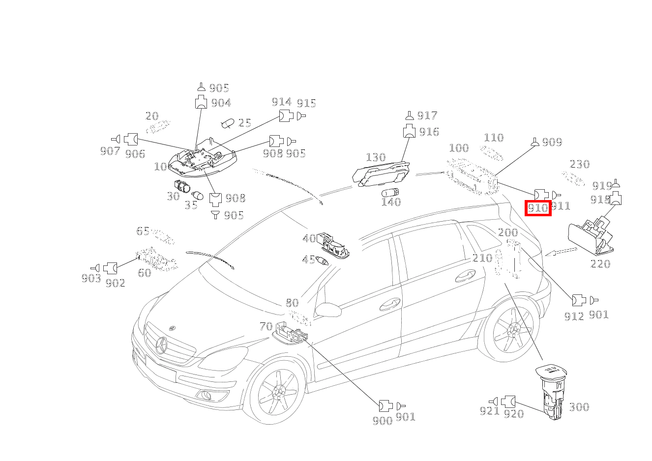ISOLIERHUELSE DECKENLEUCHTE HINTEN E15/3 B 200 Turbo Sports Tourer 245