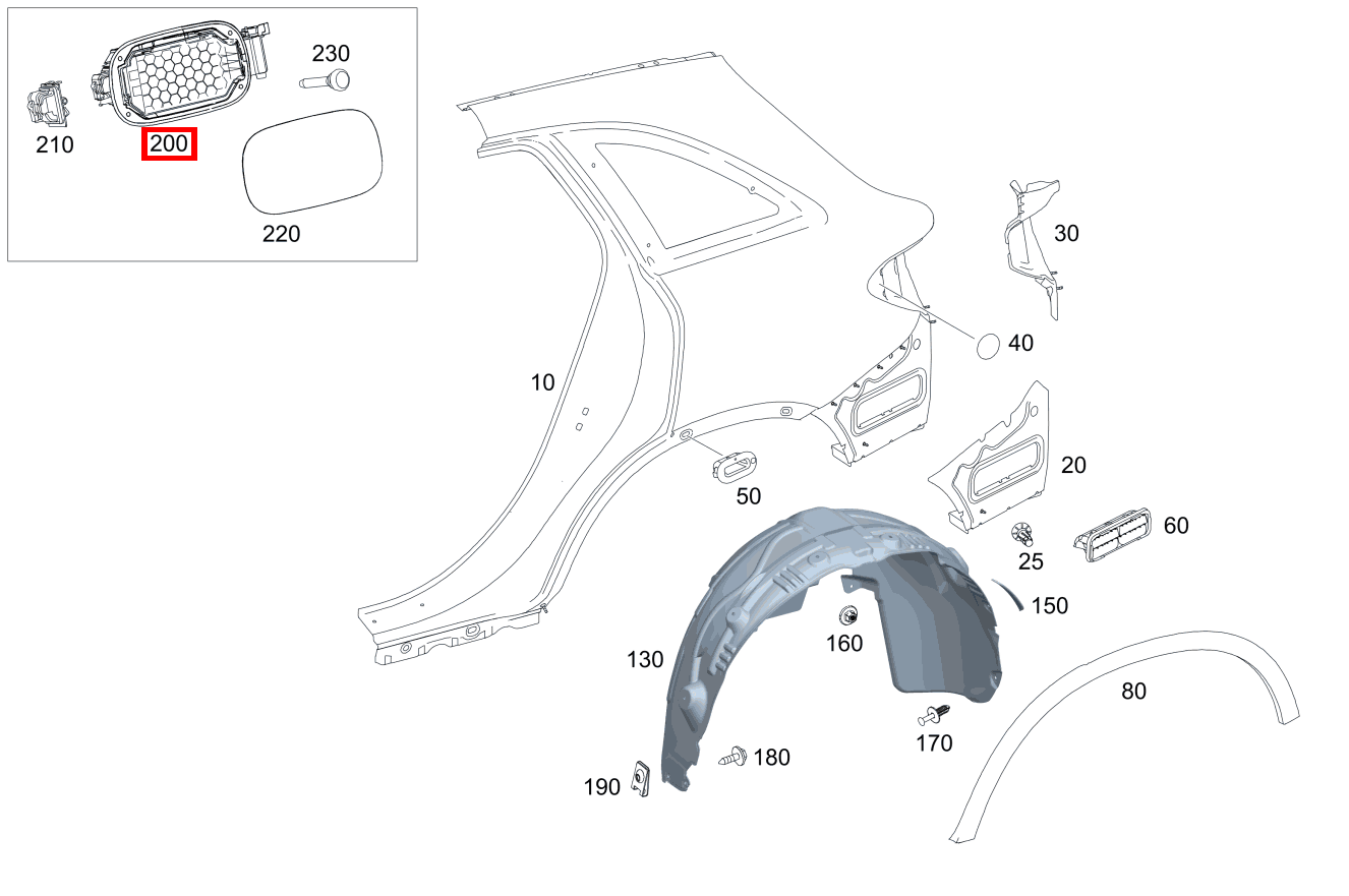 Tankeinfüllmulde Seitenwand hinten rechts SPORT-UTILITY-VEHICLE BRENNSTO 253 Tankeinfüllmulde Seitenwand hinten rechts SPORT-UTILITY-VEHICLE BRENNSTO 253