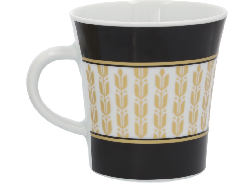 Kaffeebecher, 300 ml schwarz / weiß / goldfarben, Porzellan, 300 ml