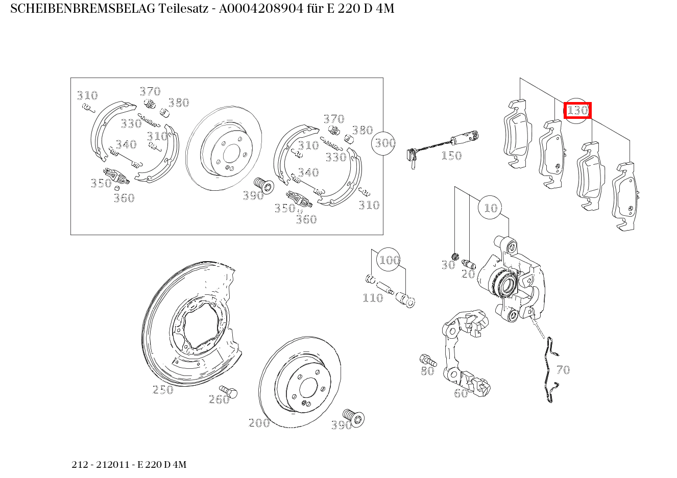 Scheibenbremsbelag Teilesatz E 220 D 4M 212 Scheibenbremsbelag Teilesatz E 220 D 4M 212