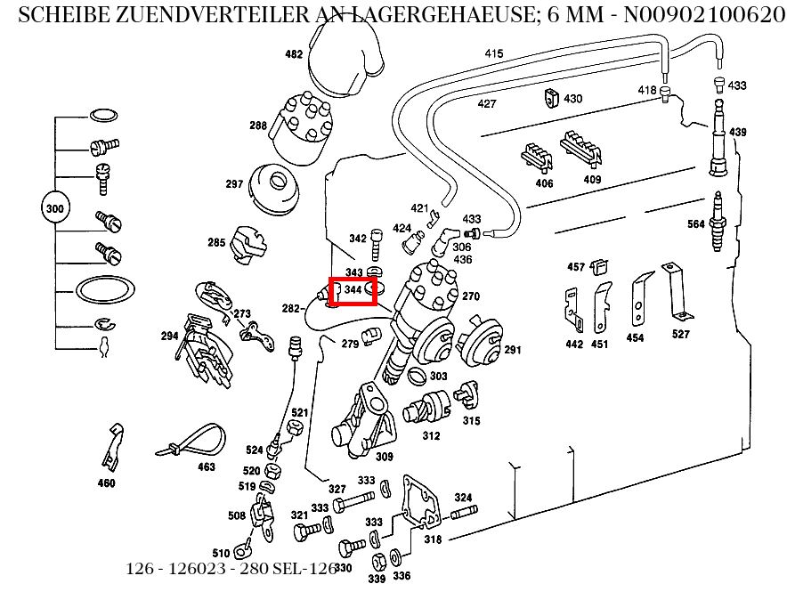 Scheibe ZUENDVERTEILER AN LAGERGEHAEUSE; 6 MM 280 SEL-126 126