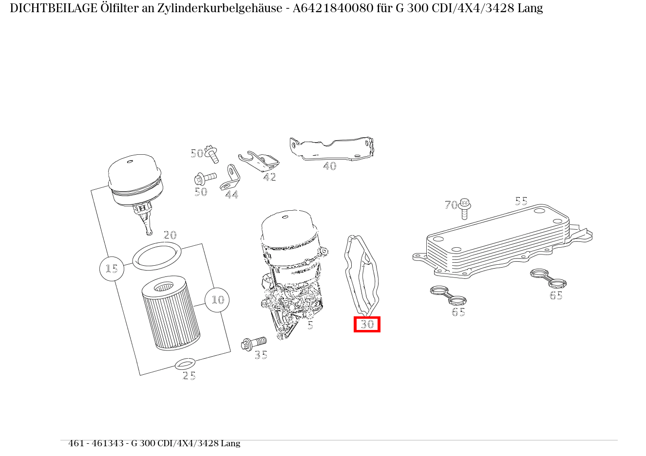 Dichtbeilage Ölfilter an Zylinderkurbelgehäuse G 300 CDI/4X4/3428 Lang 461