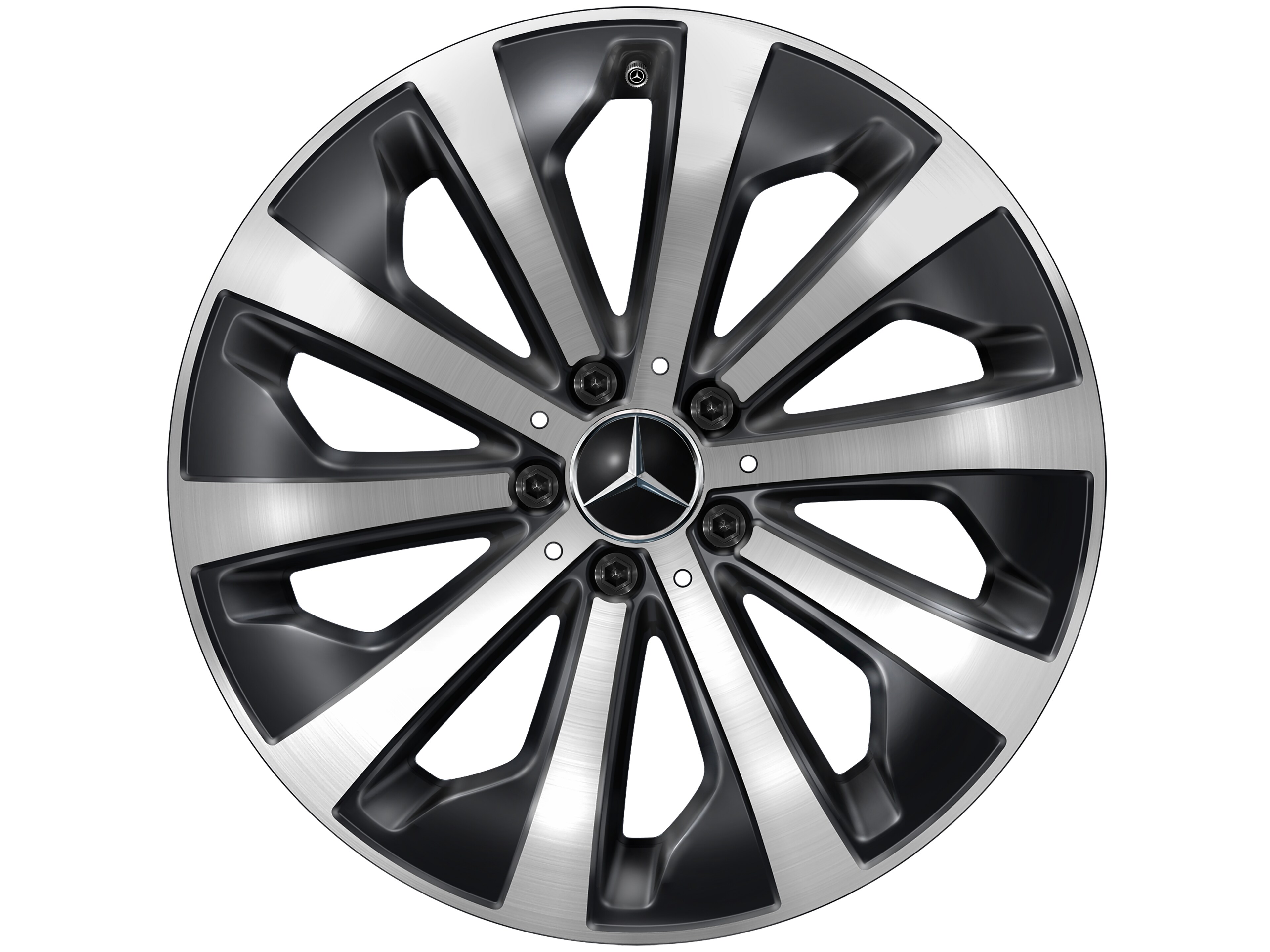 10-Speichen-Rad, Aero, 19 Zoll, glanzgedreht 7,5 J x 19 ET 53, schwarz