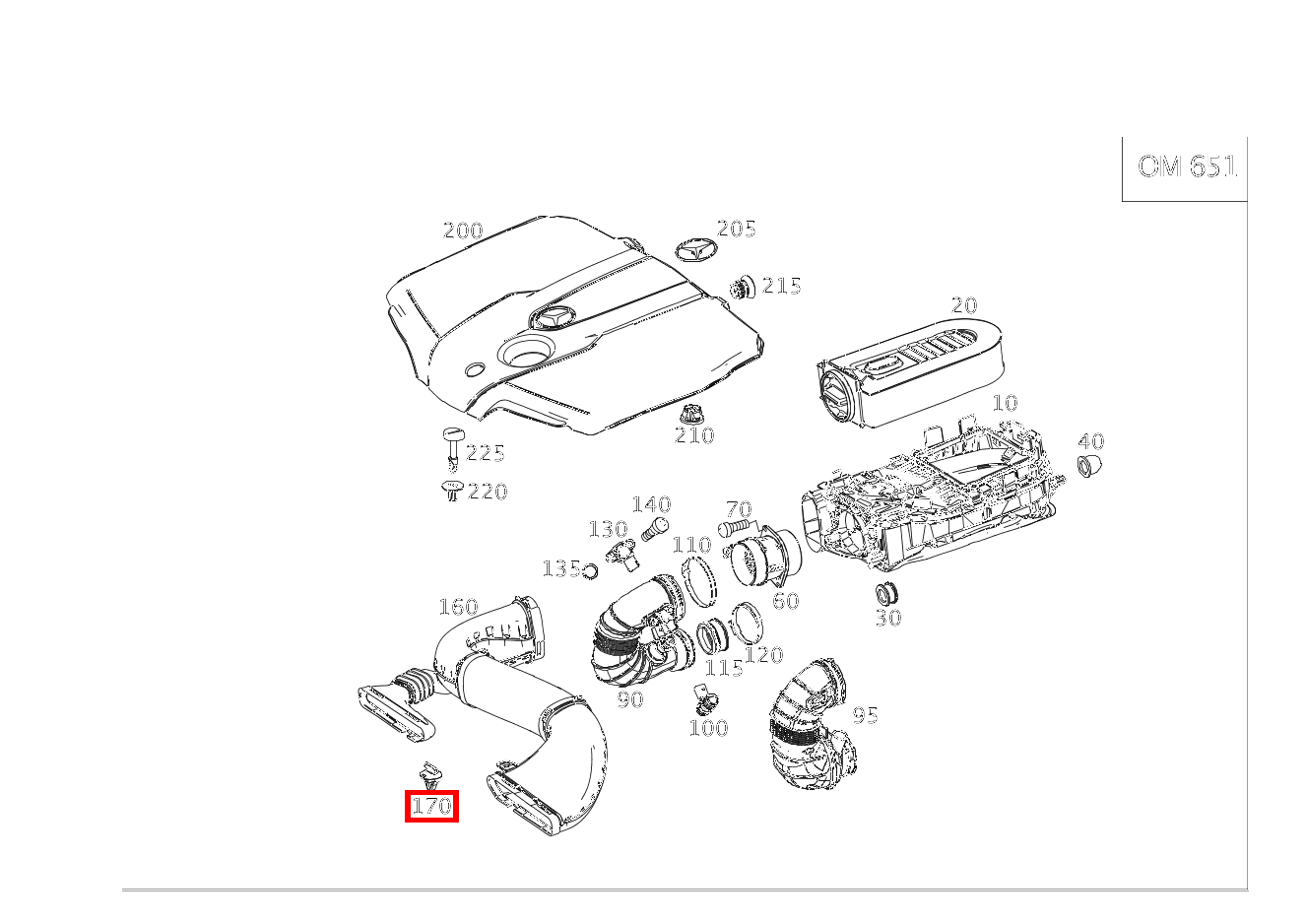 Verschluss LUFTLEITUNG AN QUERTRAEGER OBEN S 300 BT HYBRID L 222