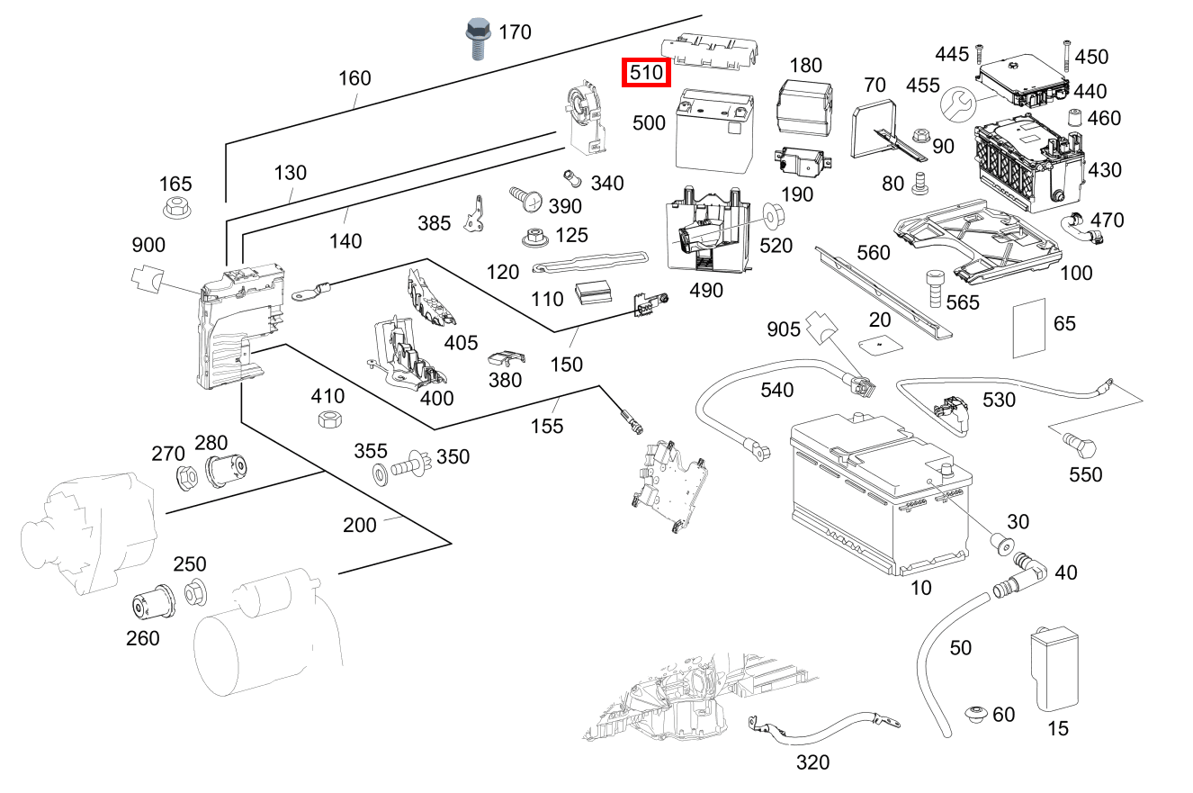 BATTERIEABDECKUNG Stützbatterie Mercedes-Maybach S 560 4MATIC 222