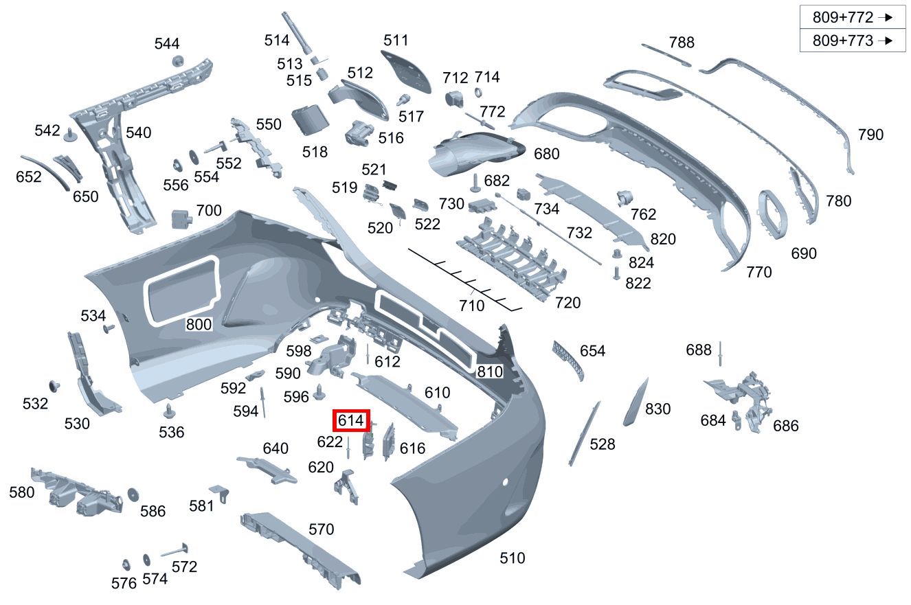 Stossfängerhalter Totwinkel-Assistent, hinten links C 300 4MATIC 205